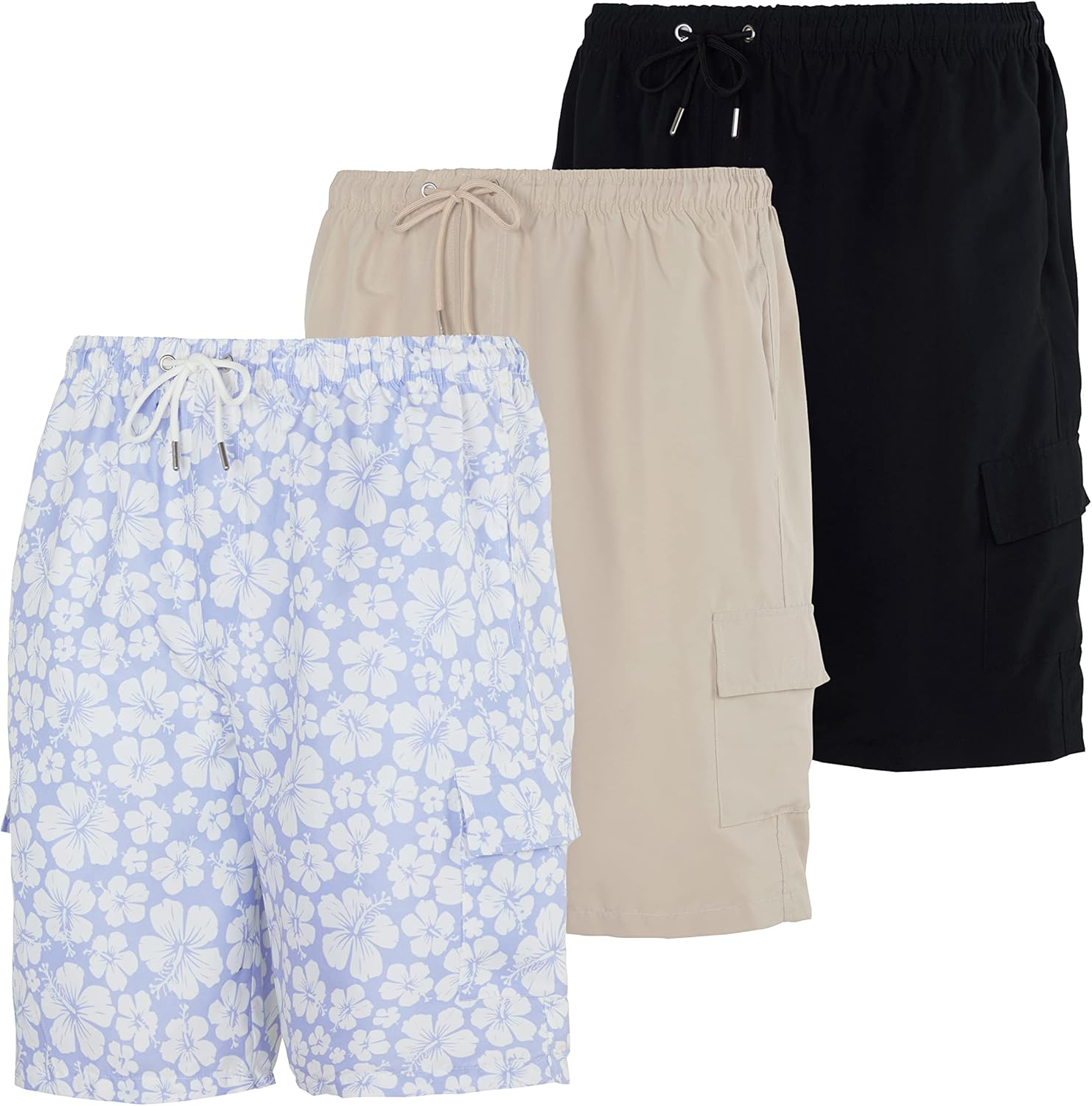 Men's Swim Trunks 3 Pack Quick-Dry Cargo Pockets Mesh Lining Big & Tall - Bild 11 von 16