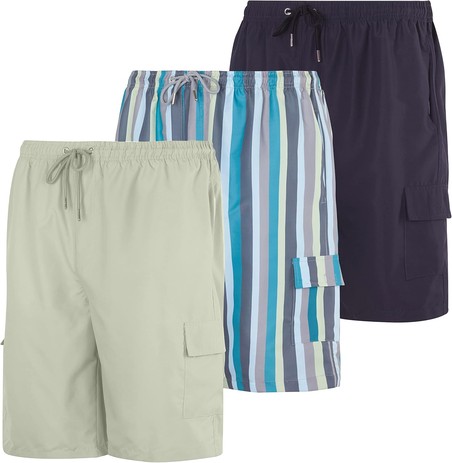 Men's Swim Trunks 3 Pack Quick-Dry Cargo Pockets Mesh Lining Big & Tall - Bild 13 von 16