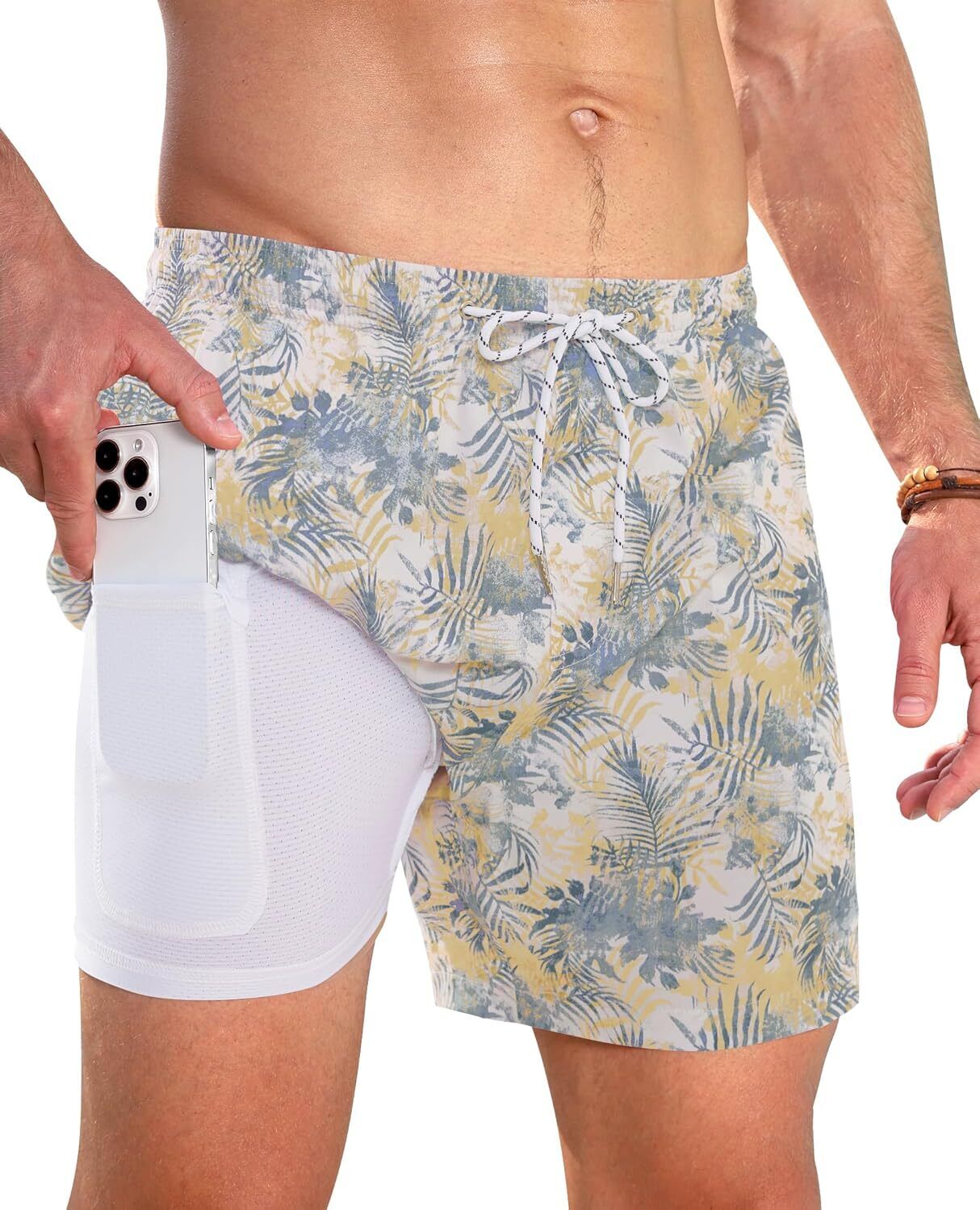 Swim Trunks Mens 5 Inch Inseam Compression Liner Short Men Bathing Suit Lined Sw - Picture 32 of 32