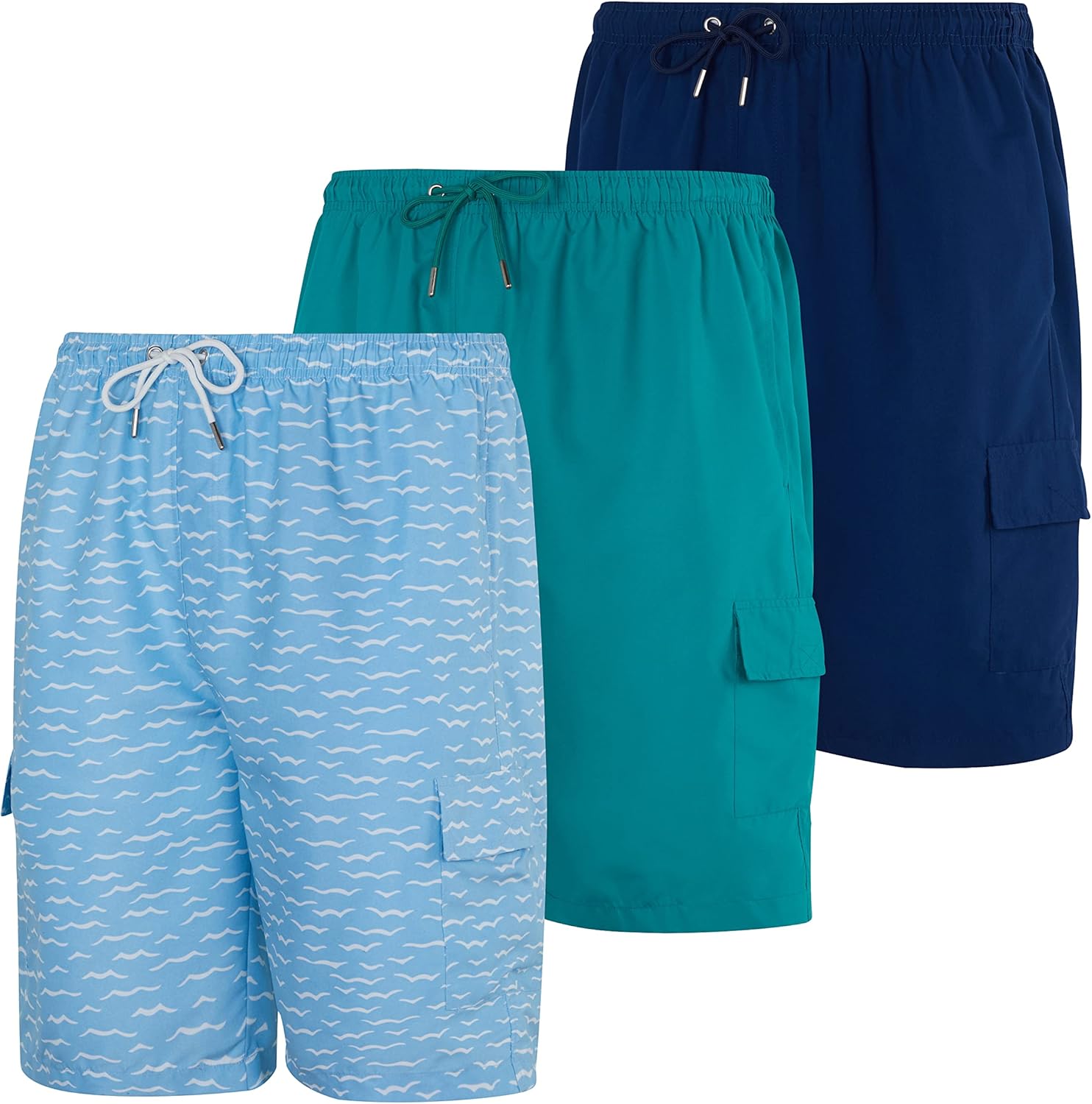 Men's Swim Trunks 3 Pack Quick-Dry Cargo Pockets Mesh Lining Big & Tall - Bild 14 von 16