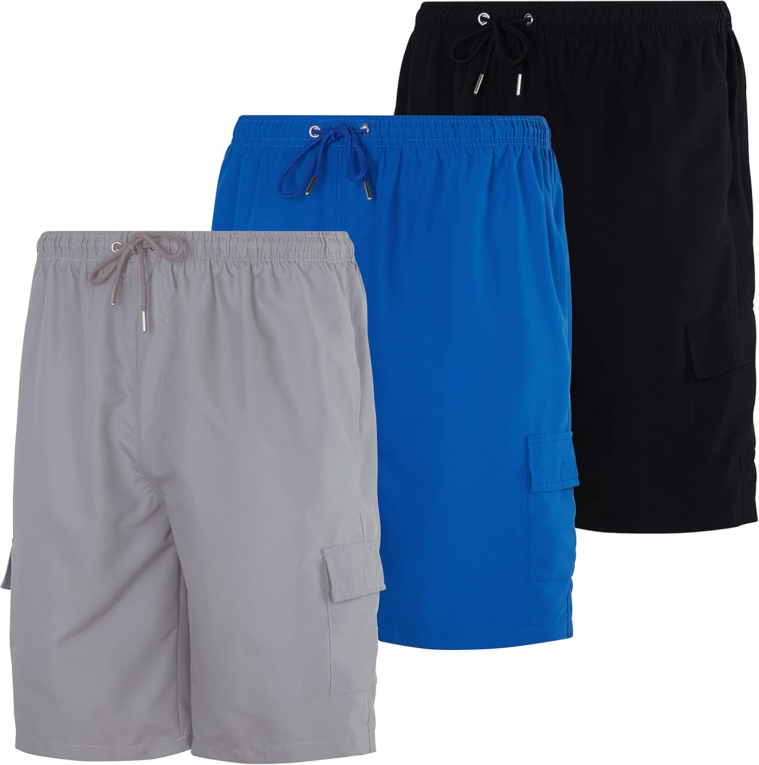 Men's Swim Trunks 3 Pack Quick-Dry Cargo Pockets Mesh Lining Big & Tall - Bild 15 von 16