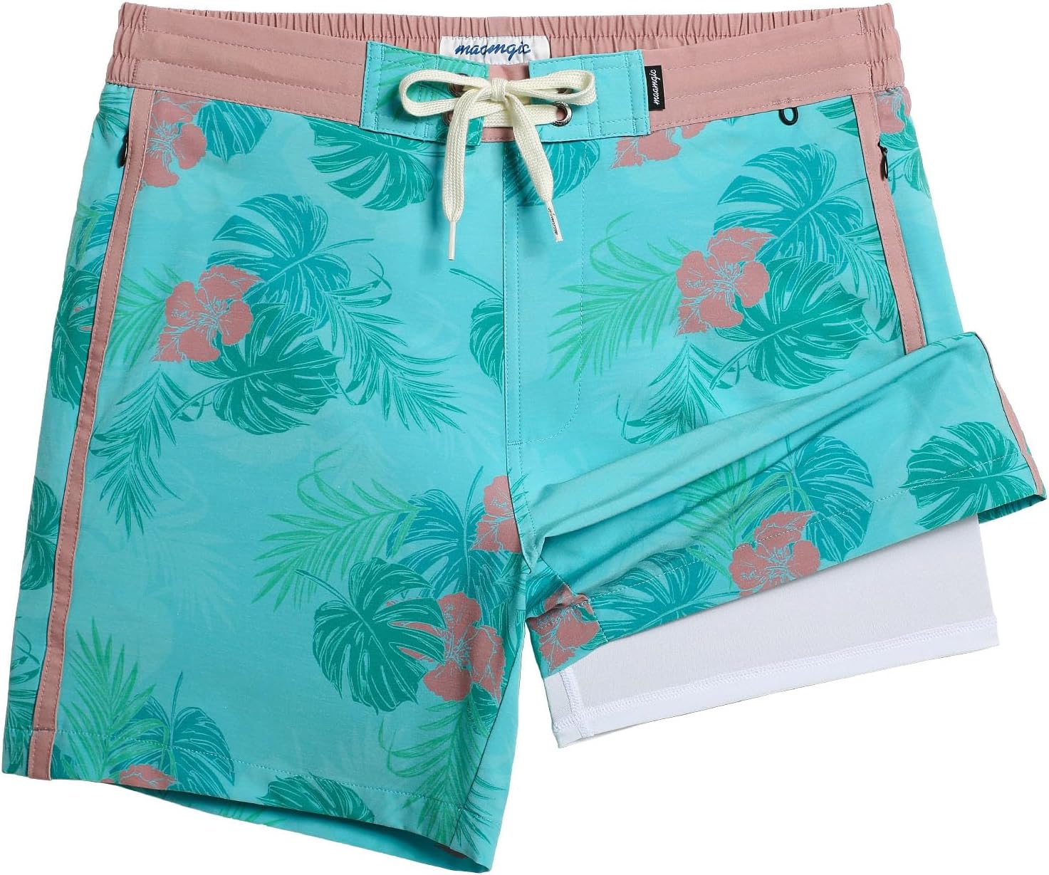 Men's Quick Dry Swim Trunks with Compression Liner Zipper Pockets 4-Way Stretch - Picture 14 of 16