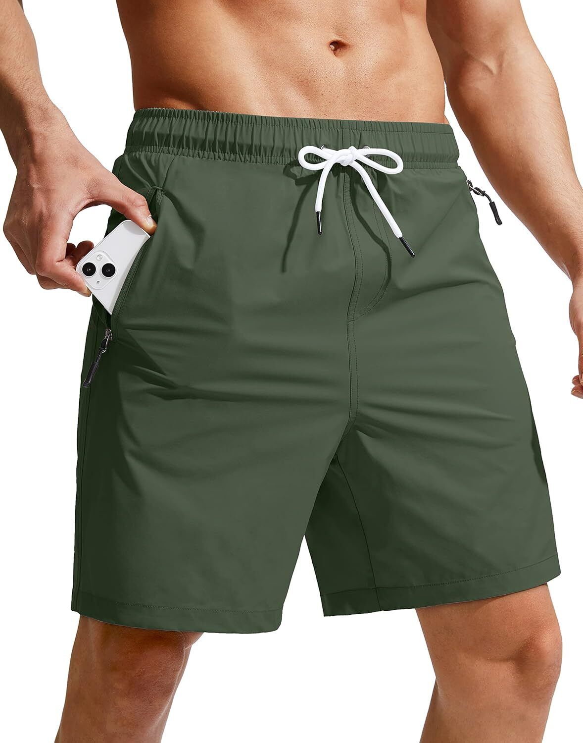 Mens Swim Trunks with Compression Liner Quick Dry Board Shorts Swimsuit Swimwear - Picture 31 of 42
