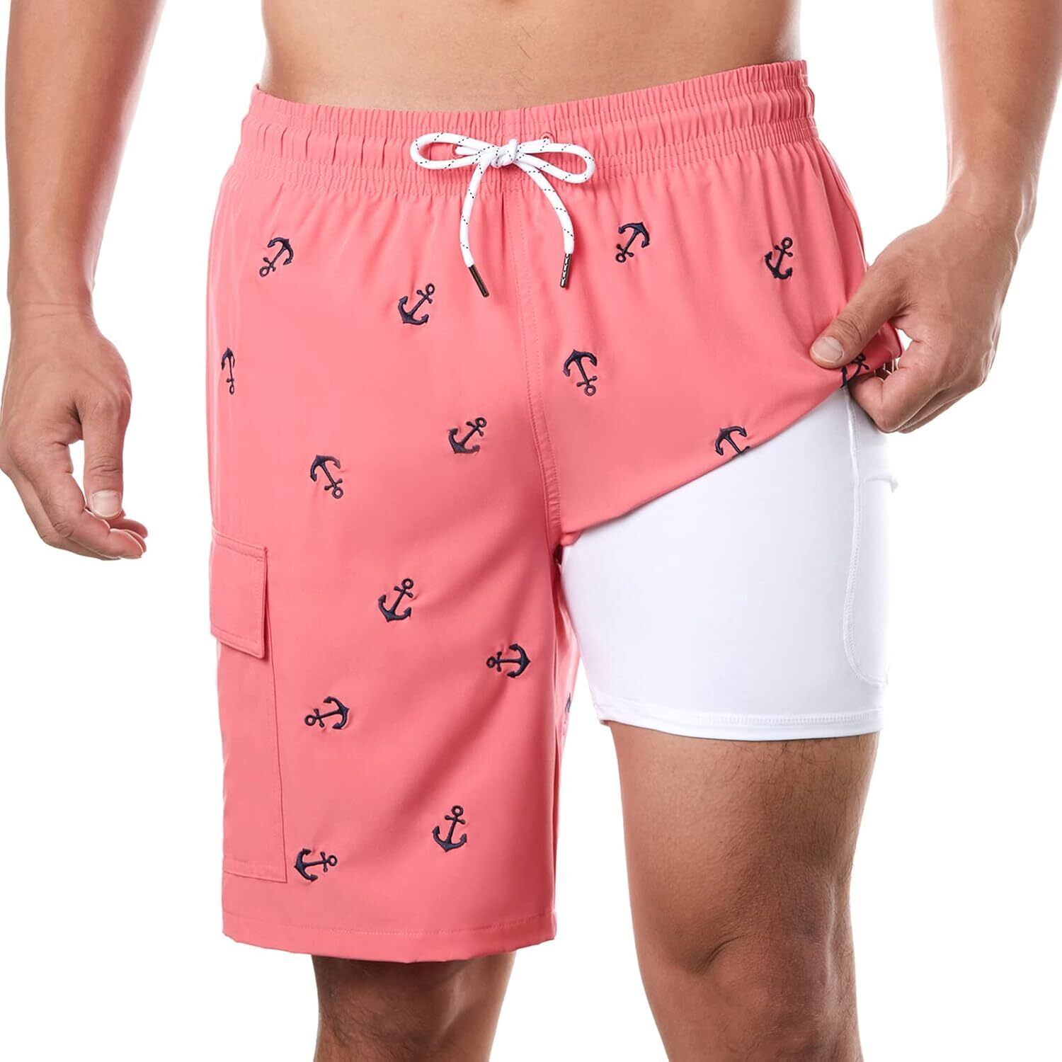 Men's 9" Quick Dry Board Shorts – Compression Liner Cargo Pocket Swim Trunks - Picture 27 of 201