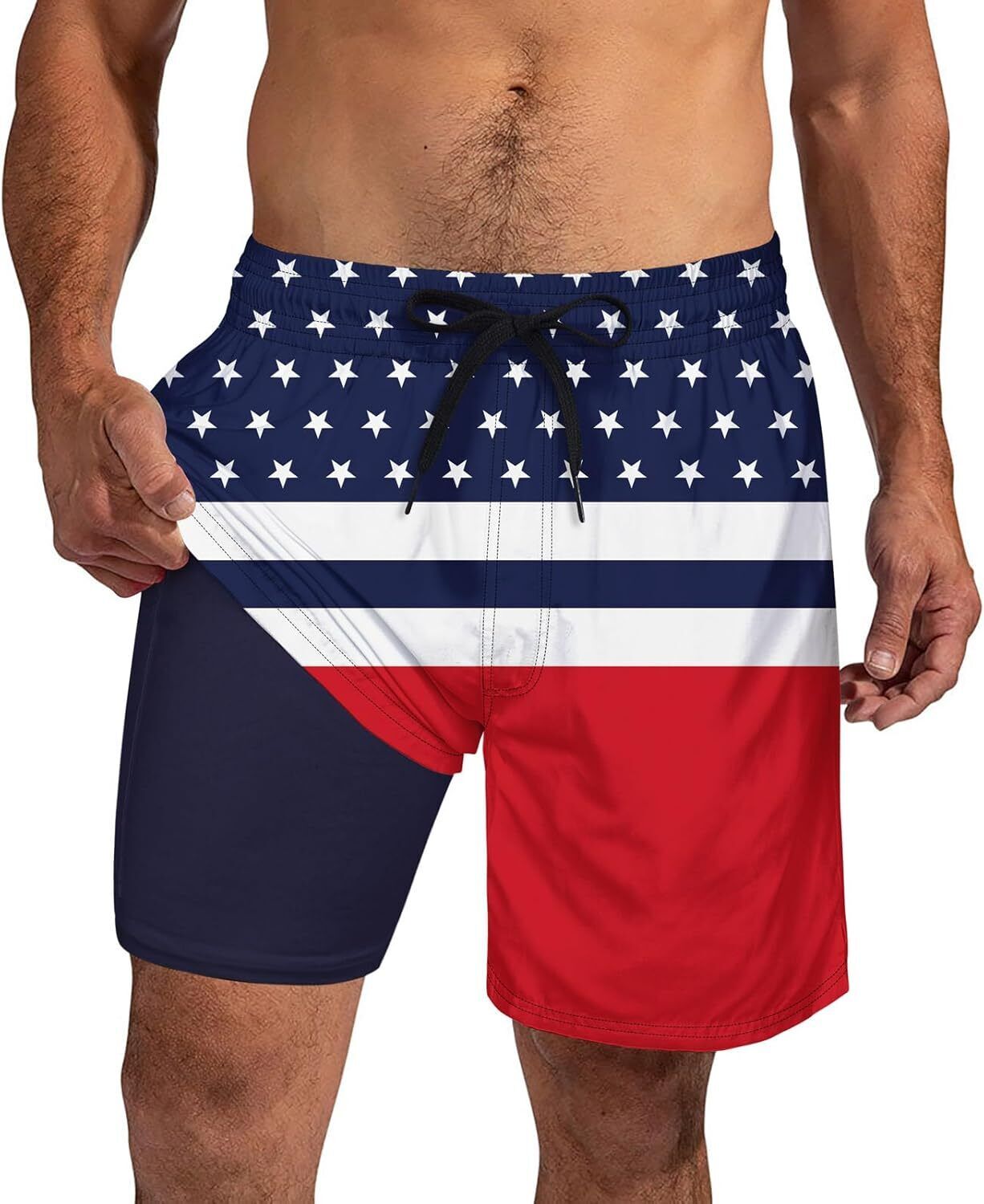 Mens Swim Trunks Compression Liner Quick Dry Swimsuit Swim Shorts Phone Pocket - Picture 18 of 147