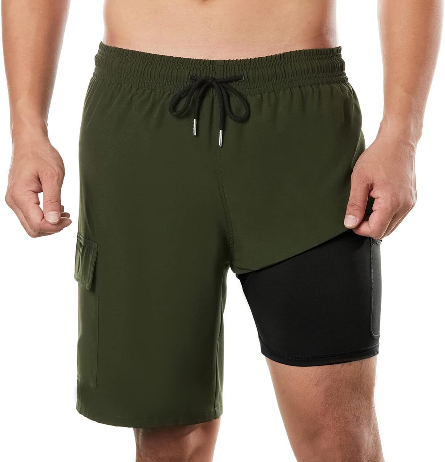 Men's 9" Quick Dry Board Shorts – Compression Liner Cargo Pocket Swim Trunks - Picture 33 of 201