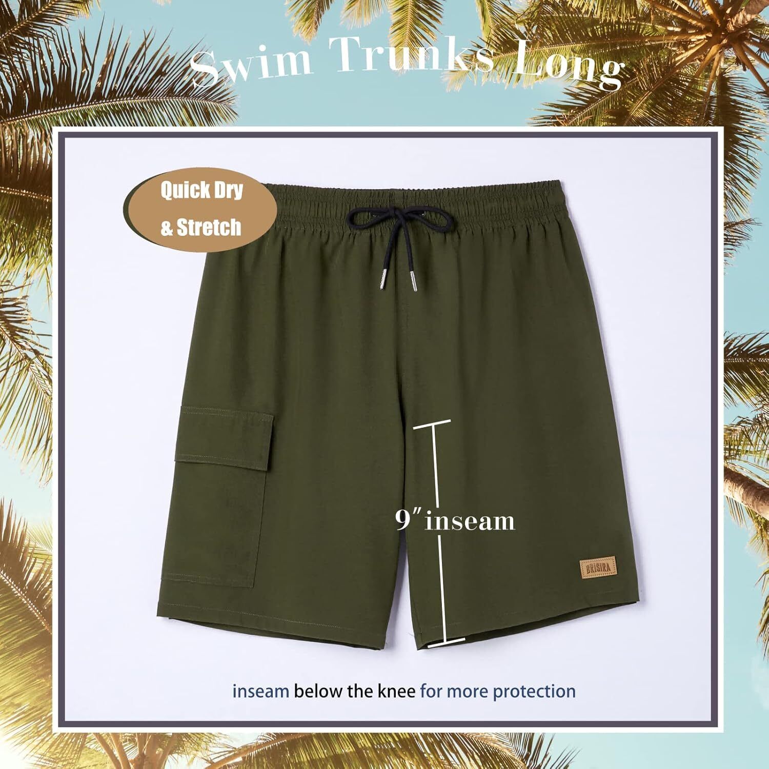 Men's 9" Quick Dry Board Shorts – Compression Liner Cargo Pocket Swim Trunks - Picture 34 of 201