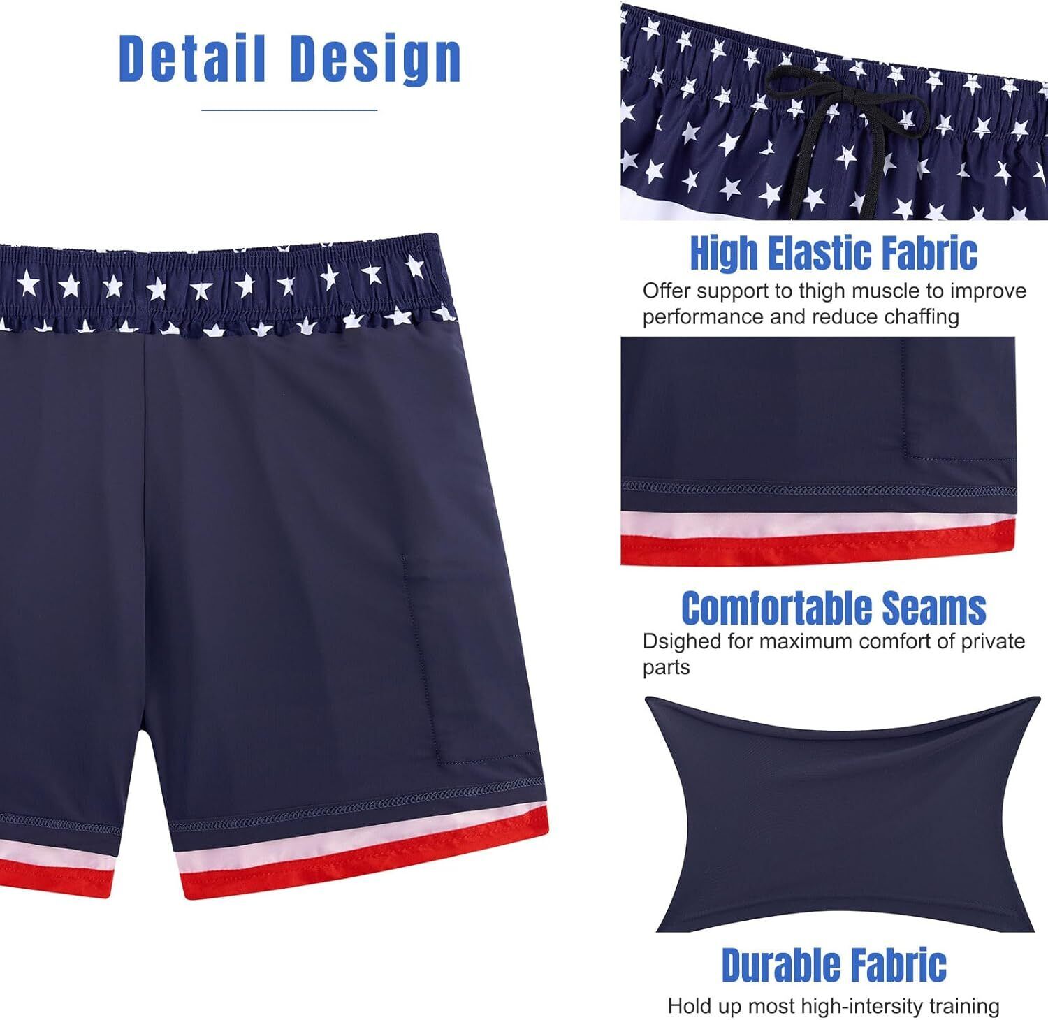 Mens Swim Trunks Compression Liner Quick Dry Swimsuit Swim Shorts Phone Pocket - Picture 20 of 147