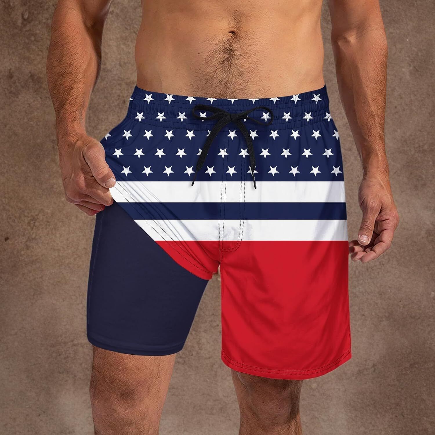 Mens Swim Trunks Compression Liner Quick Dry Swimsuit Swim Shorts Phone Pocket - Picture 22 of 147