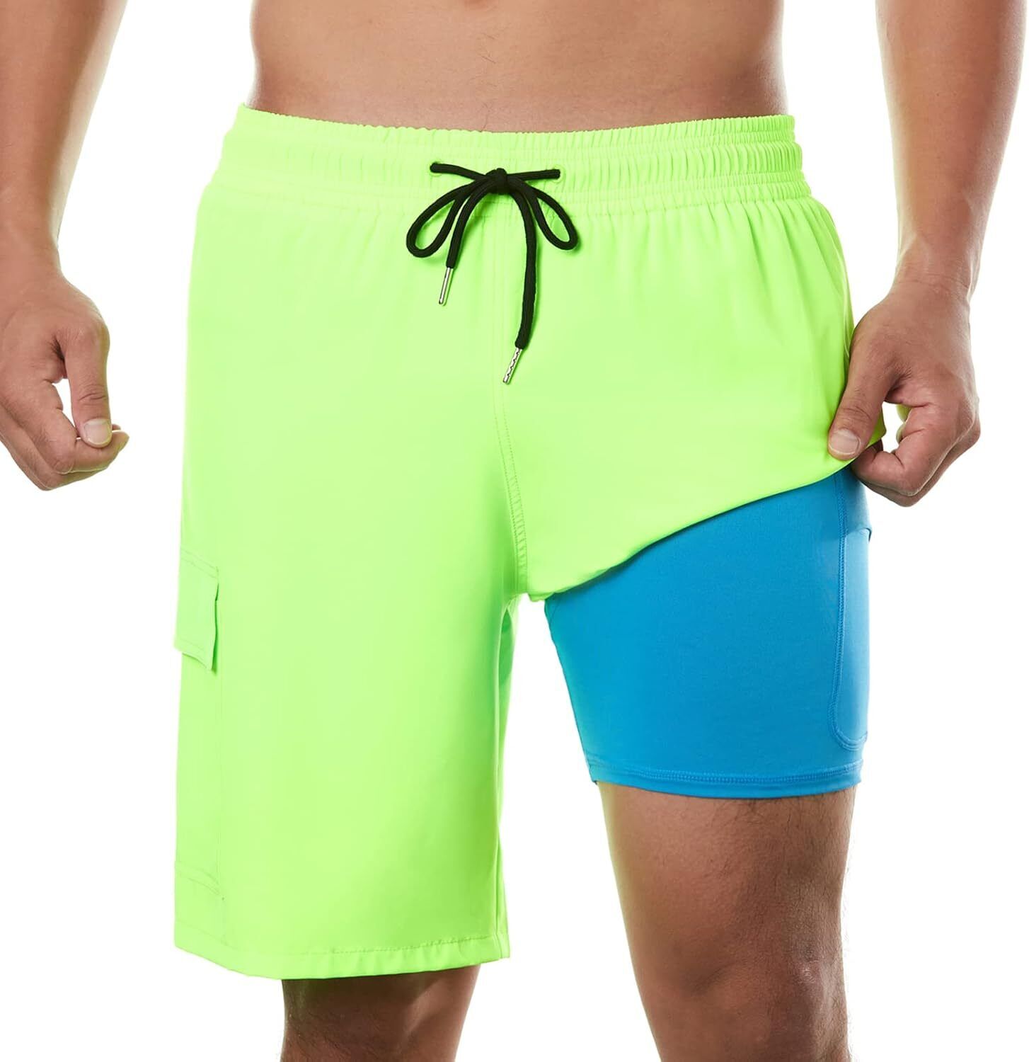 Men's 9" Quick Dry Board Shorts – Compression Liner Cargo Pocket Swim Trunks - Picture 45 of 201