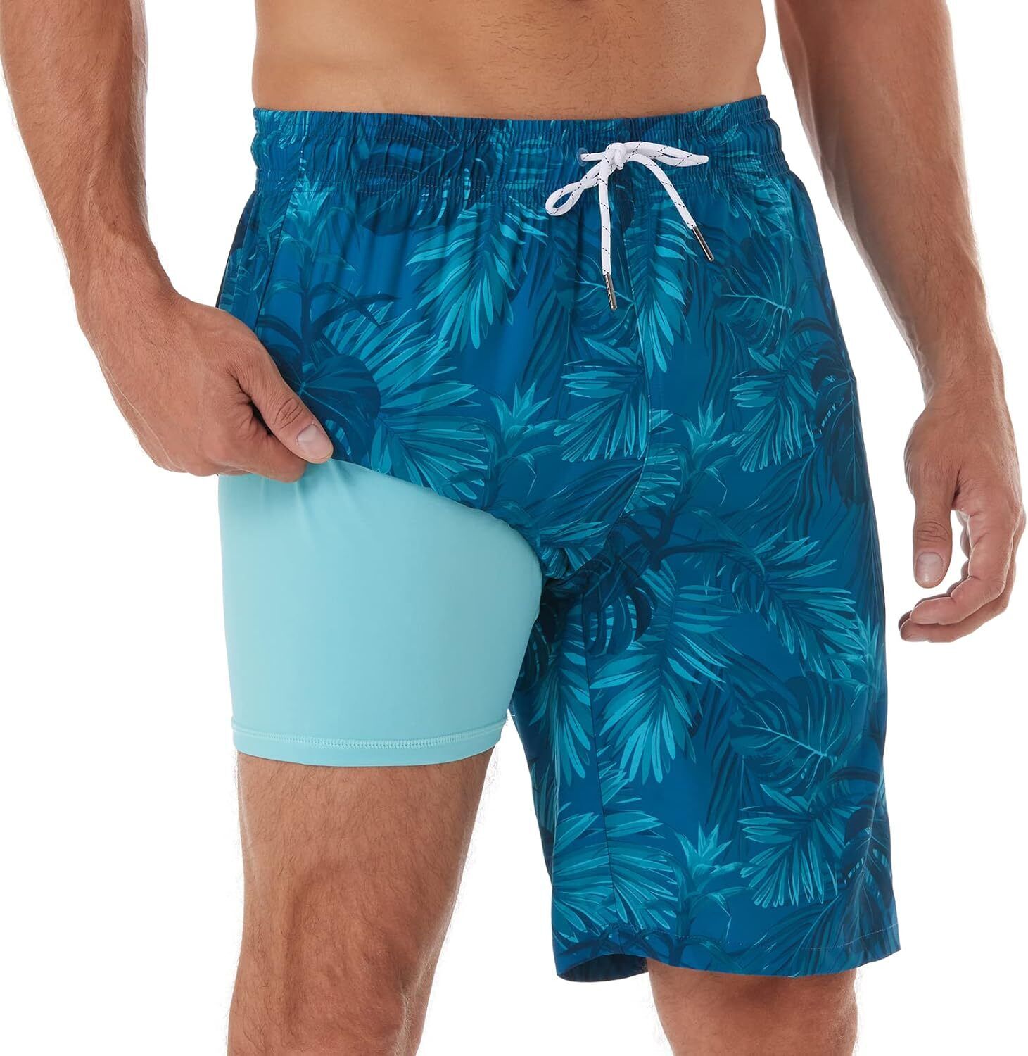 Men's 9" Quick Dry Board Shorts – Compression Liner Cargo Pocket Swim Trunks - Picture 51 of 201