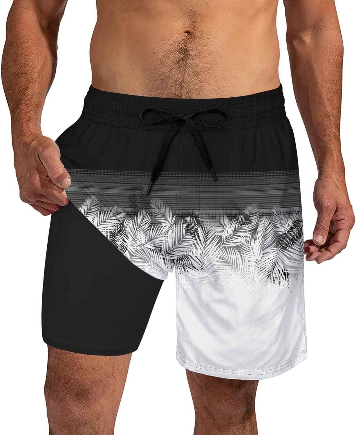 Mens Swim Trunks Compression Liner Quick Dry Swimsuit Swim Shorts Phone Pocket - Picture 33 of 147