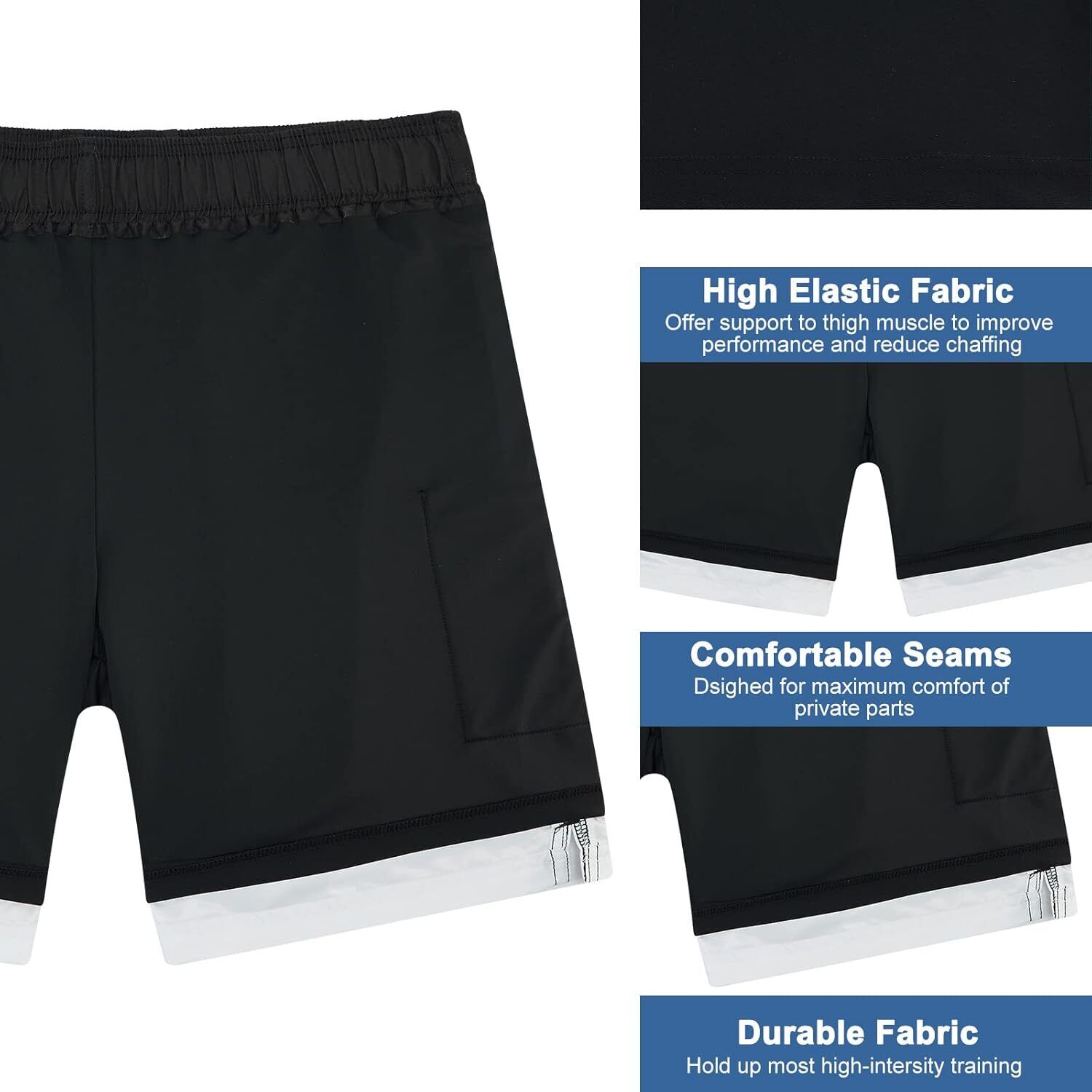 Mens Swim Trunks Compression Liner Quick Dry Swimsuit Swim Shorts Phone Pocket - Picture 35 of 147