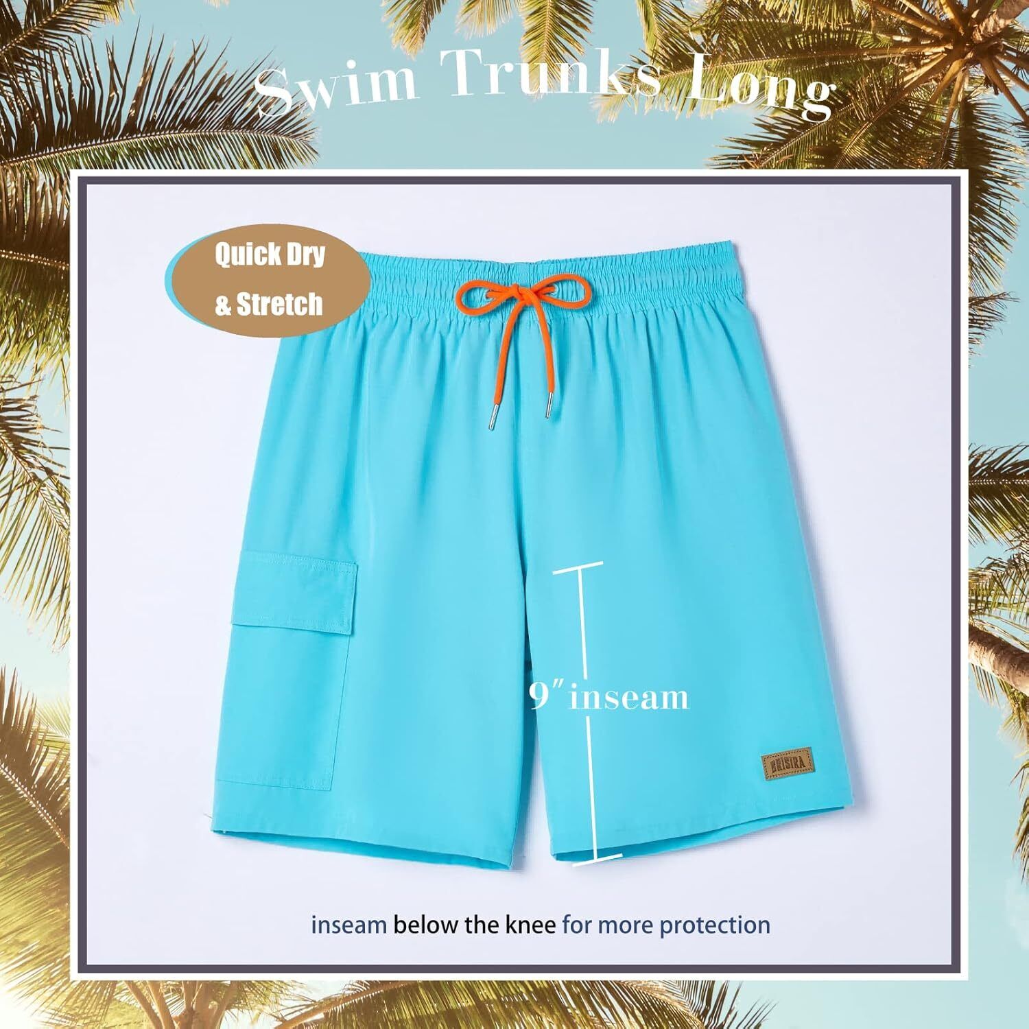 Men's 9" Quick Dry Board Shorts – Compression Liner Cargo Pocket Swim Trunks - Picture 63 of 201