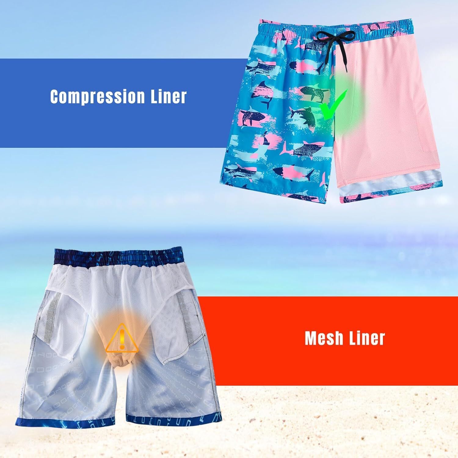 Mens Swim Trunks Compression Liner Quick Dry Swimsuit Swim Shorts Phone Pocket - Picture 68 of 147