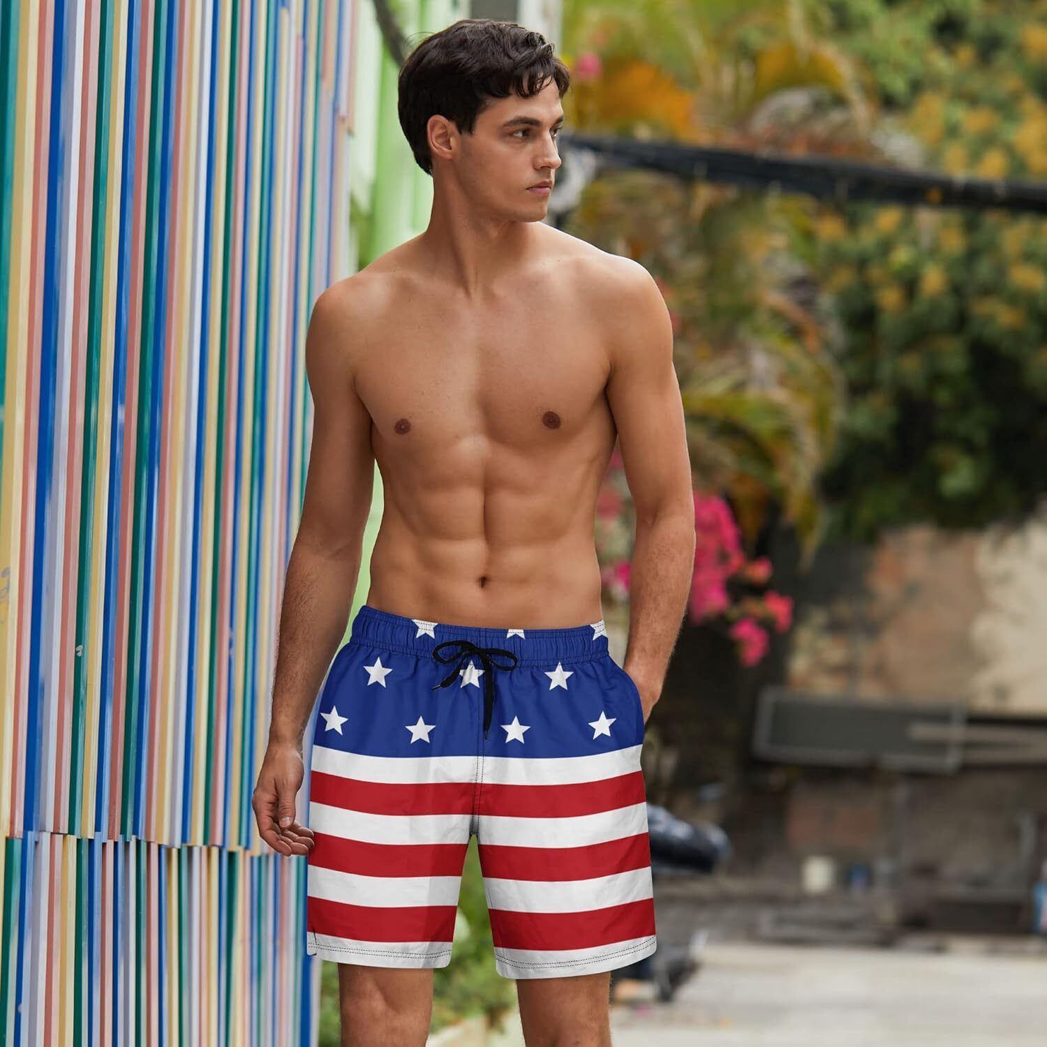 Mens Swim Trunks Compression Liner Quick Dry Swimsuit Swim Shorts Phone Pocket - Picture 71 of 147