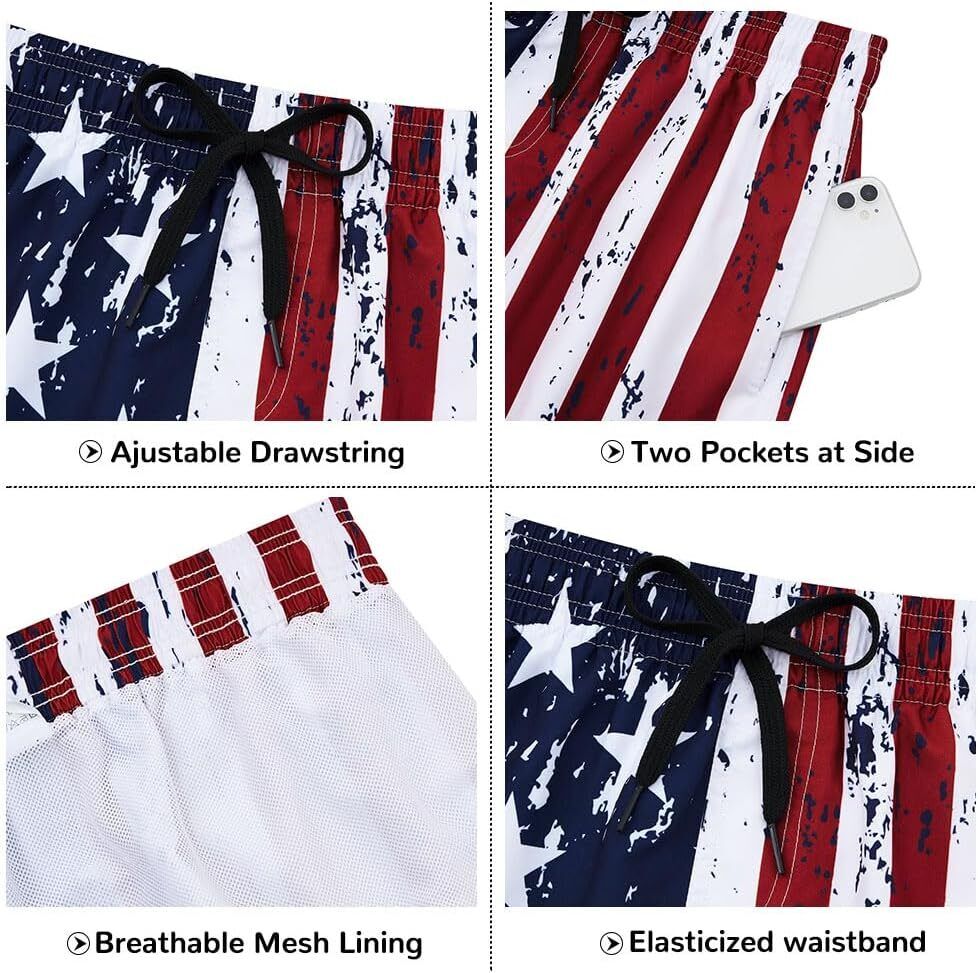 Men's Quick Dry 3D Printed Board Shorts – Pockets Cool Mesh Lined Swim Trunks - Picture 21 of 81