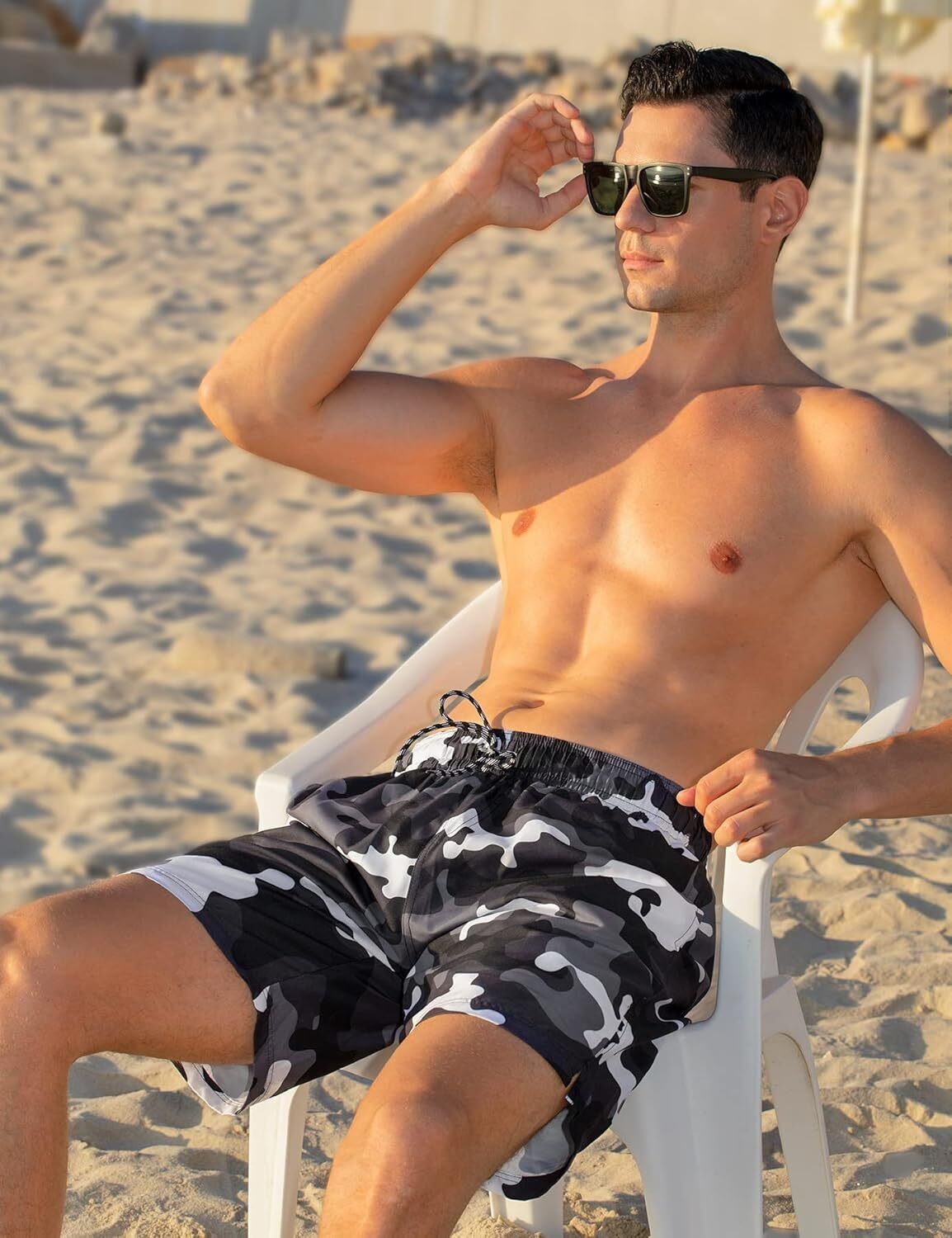 Mens Swim Trunks Compression Liner Quick Dry Swimsuit Swim Shorts Phone Pocket - Picture 77 of 147