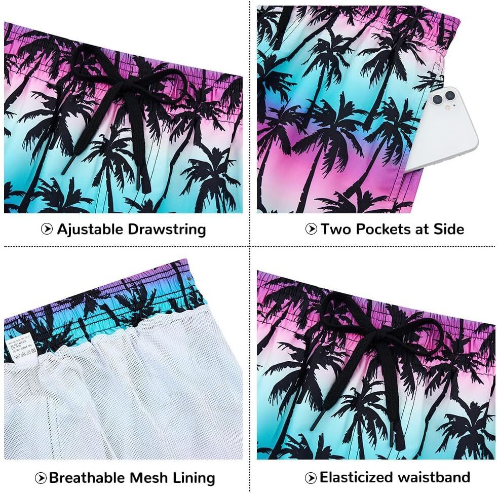 Men's Quick Dry 3D Printed Board Shorts – Pockets Cool Mesh Lined Swim Trunks - Picture 34 of 81