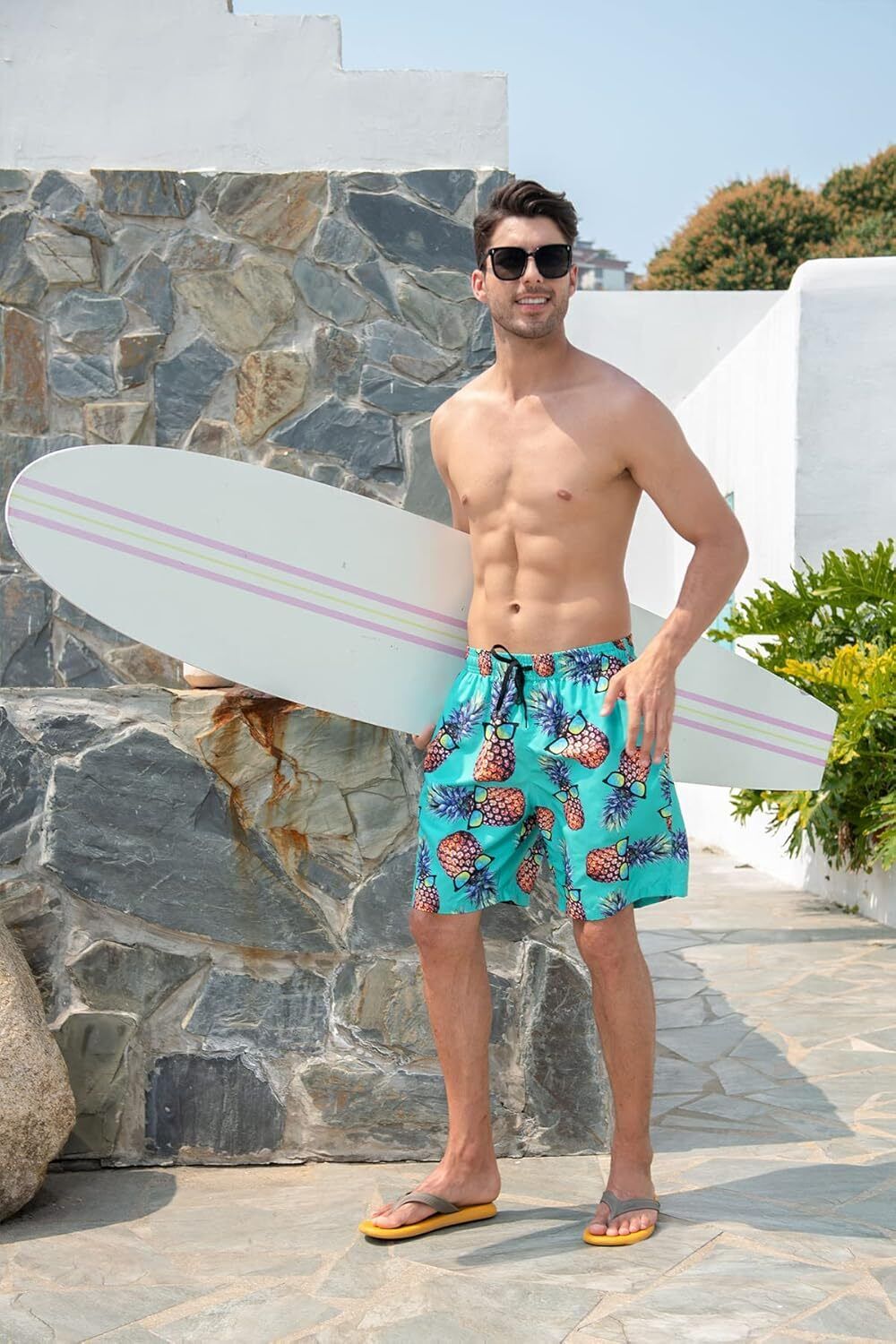 Men's Quick Dry 3D Printed Board Shorts – Pockets Cool Mesh Lined Swim Trunks - Picture 37 of 81