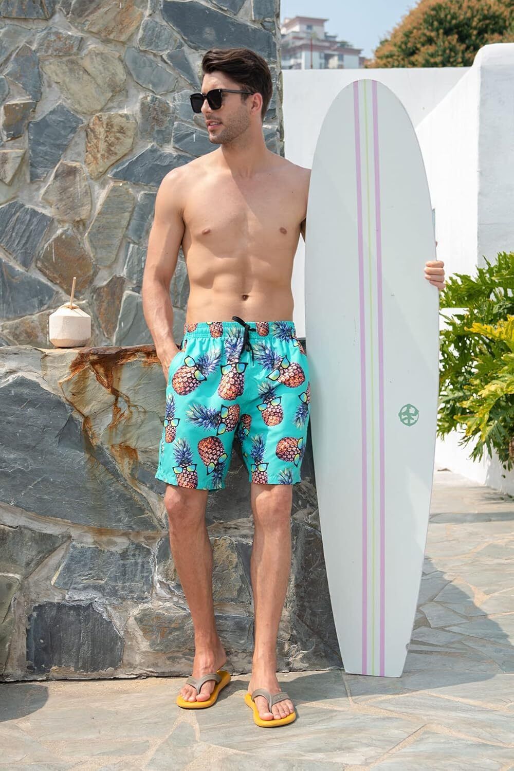 Men's Quick Dry 3D Printed Board Shorts – Pockets Cool Mesh Lined Swim Trunks - Picture 38 of 81