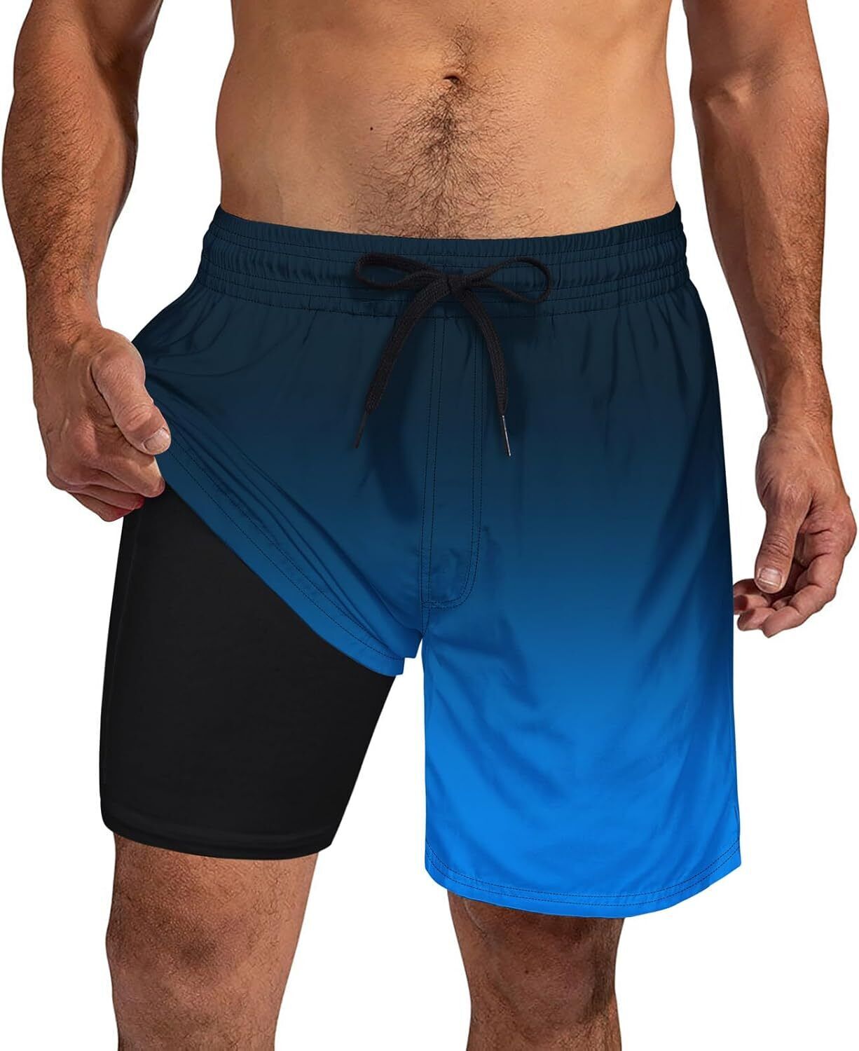 Mens Swim Trunks Compression Liner Quick Dry Swimsuit Swim Shorts Phone Pocket - Picture 79 of 147