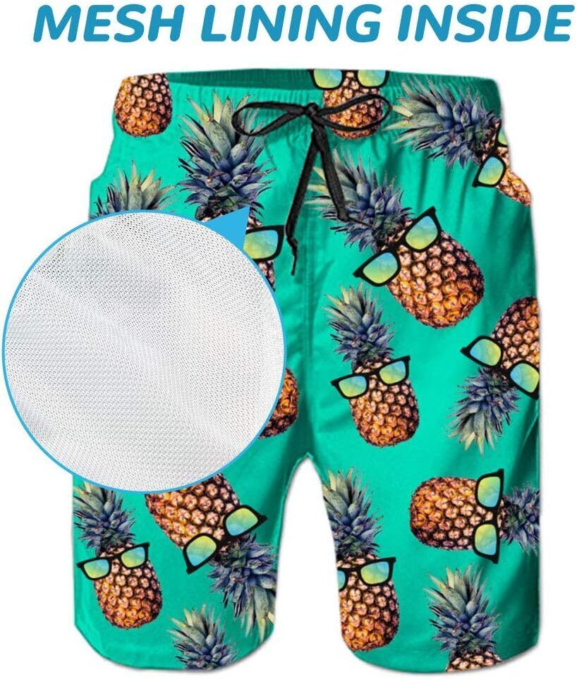 Men's Quick Dry 3D Printed Board Shorts – Pockets Cool Mesh Lined Swim Trunks - Picture 39 of 81