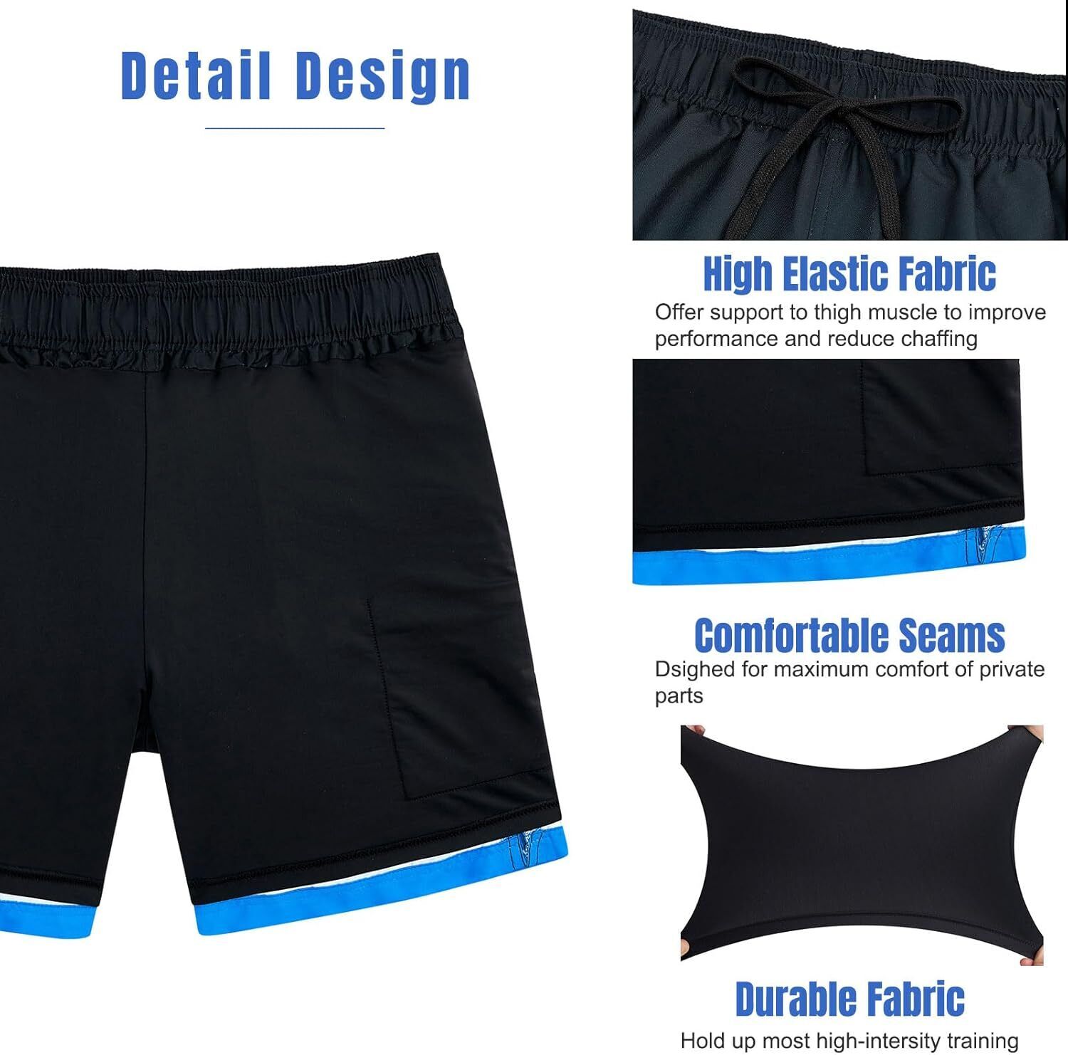 Mens Swim Trunks Compression Liner Quick Dry Swimsuit Swim Shorts Phone Pocket - Picture 81 of 147