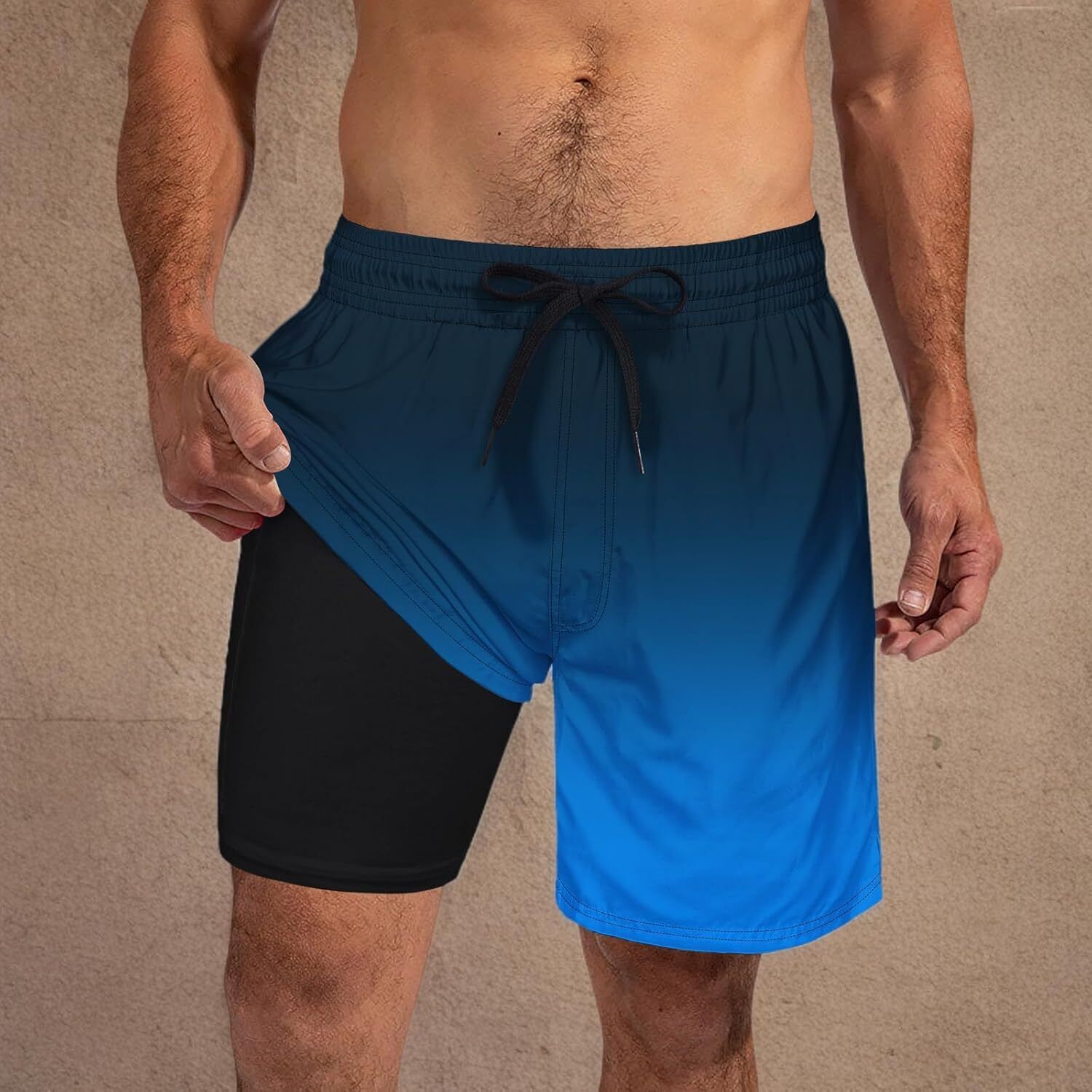 Mens Swim Trunks Compression Liner Quick Dry Swimsuit Swim Shorts Phone Pocket - Picture 83 of 147