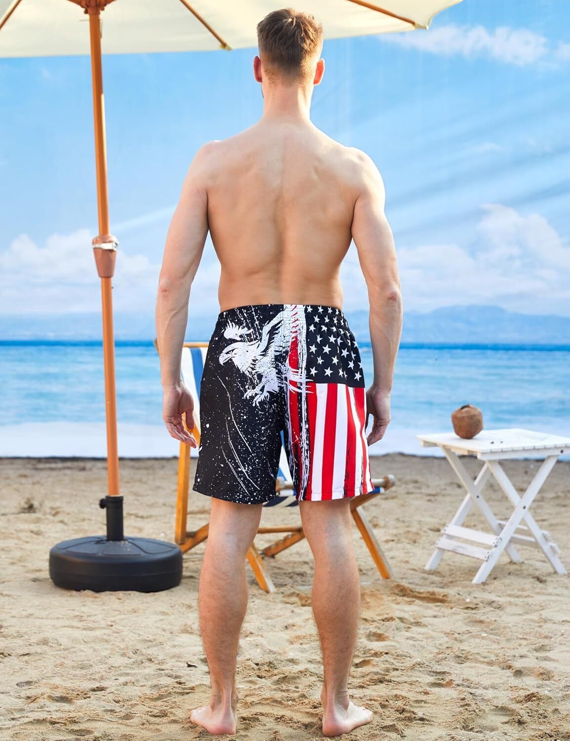 Men's Quick Dry 3D Printed Board Shorts – Pockets Cool Mesh Lined Swim Trunks - Picture 46 of 81