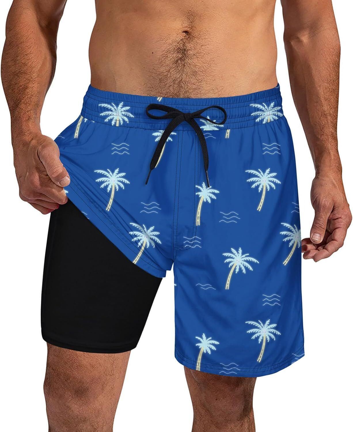 Mens Swim Trunks Compression Liner Quick Dry Swimsuit Swim Shorts Phone Pocket - Picture 84 of 147
