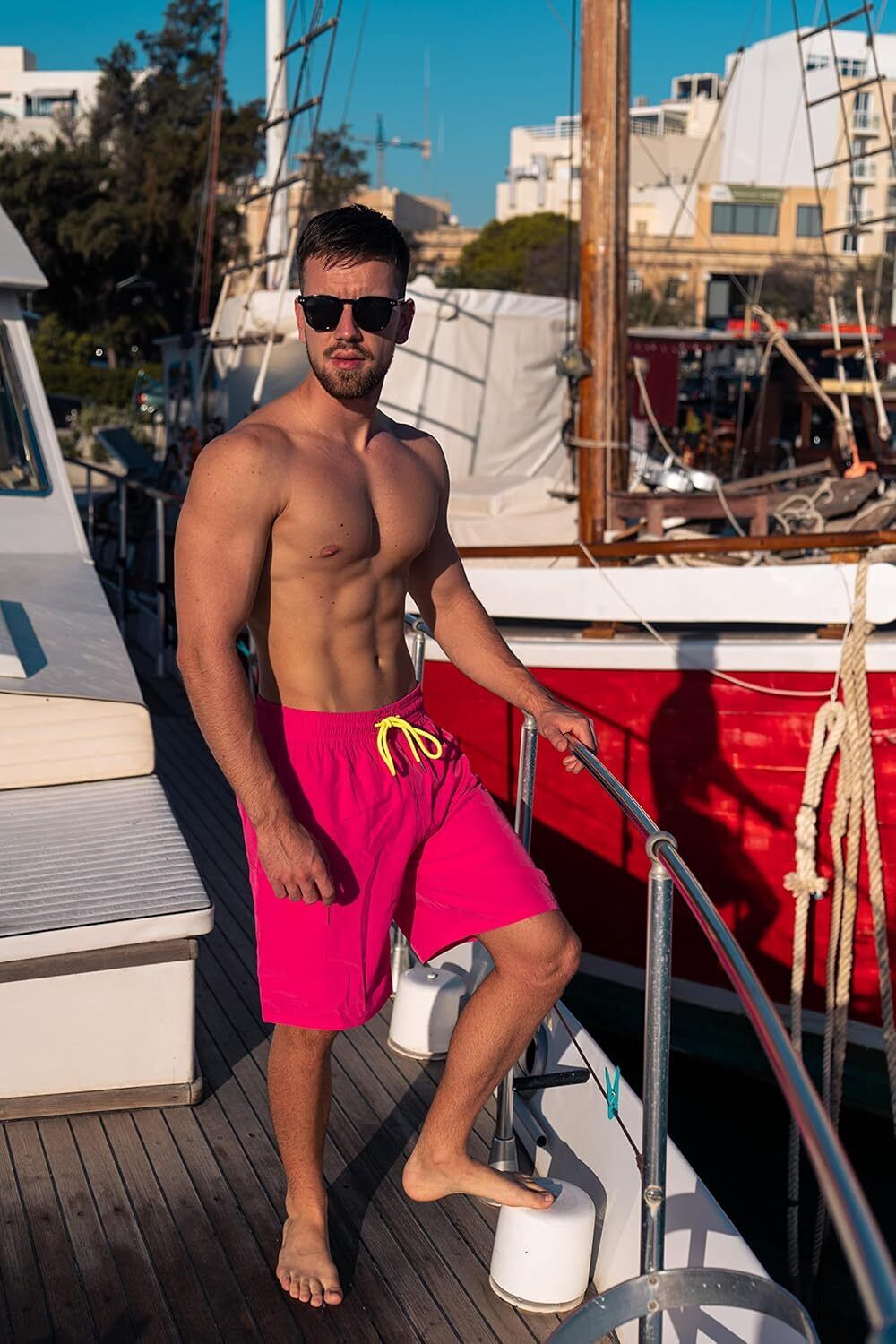 Men's 9" Quick Dry Board Shorts – Compression Liner Cargo Pocket Swim Trunks - Picture 72 of 201