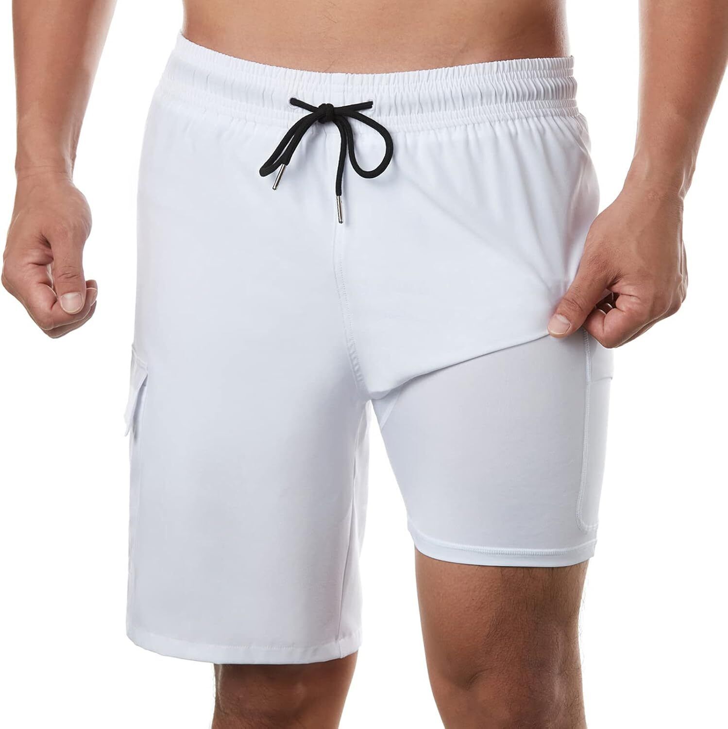 Men's 9" Quick Dry Board Shorts – Compression Liner Cargo Pocket Swim Trunks - Picture 80 of 201