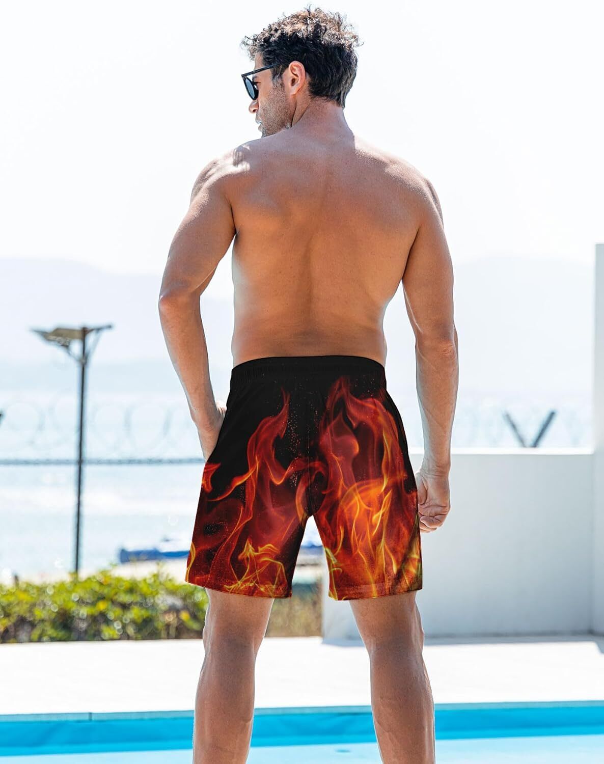 Men's Quick Dry 3D Printed Board Shorts – Pockets Cool Mesh Lined Swim Trunks - Picture 67 of 81