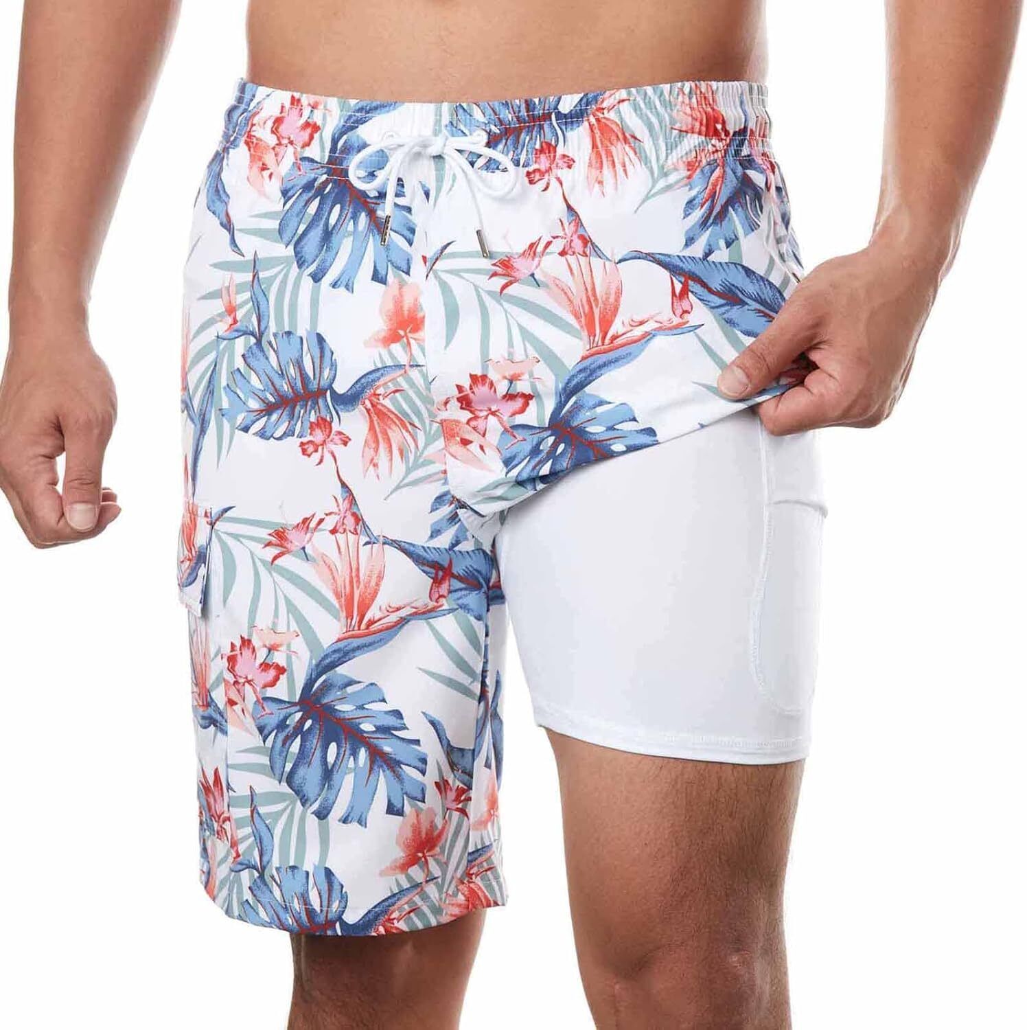 Men's 9" Quick Dry Board Shorts – Compression Liner Cargo Pocket Swim Trunks - Picture 86 of 201
