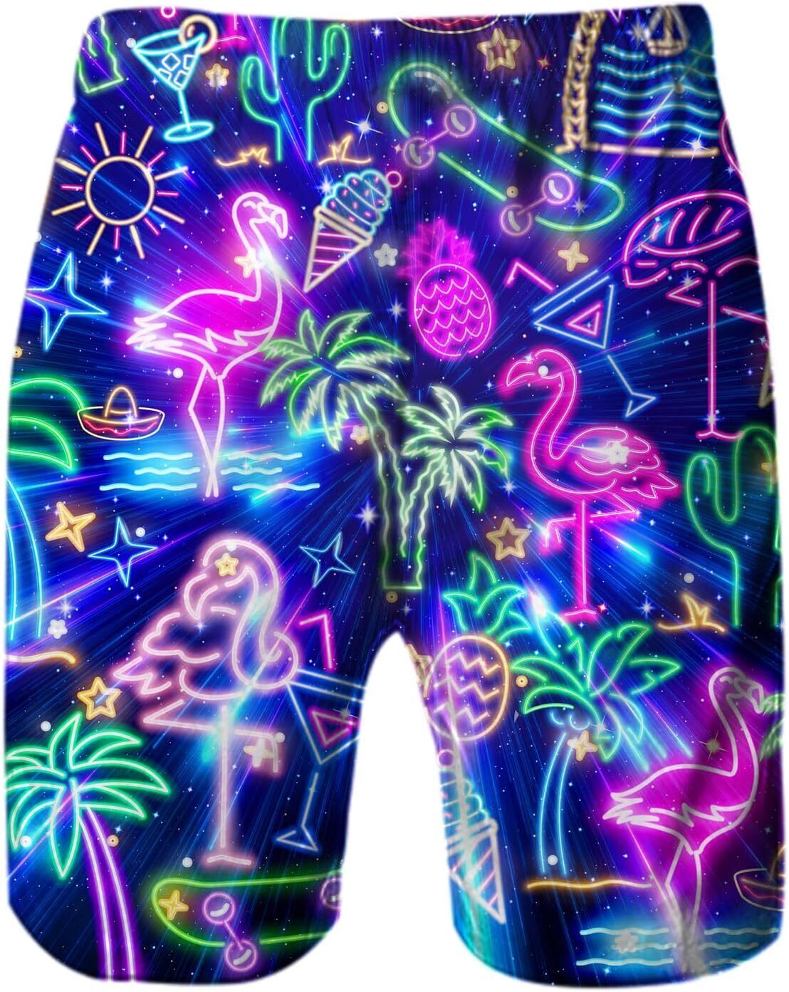 Men's Quick Dry 3D Printed Board Shorts – Pockets Cool Mesh Lined Swim Trunks - Picture 70 of 81