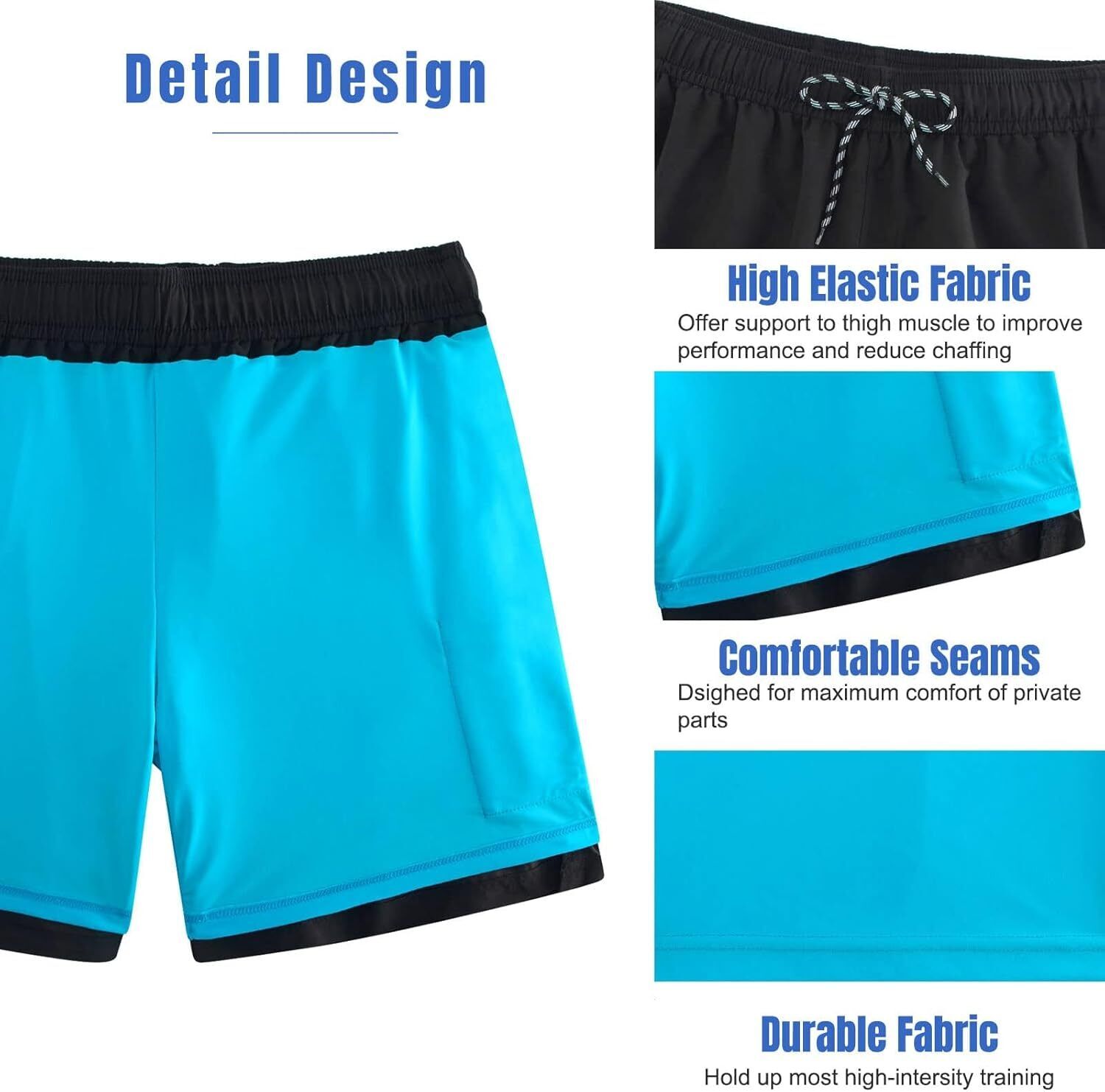 Mens Swim Trunks Compression Liner Quick Dry Swimsuit Swim Shorts Phone Pocket - Picture 109 of 147