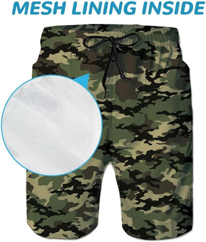 Men's Quick Dry 3D Printed Board Shorts – Pockets Cool Mesh Lined Swim Trunks - Picture 77 of 81