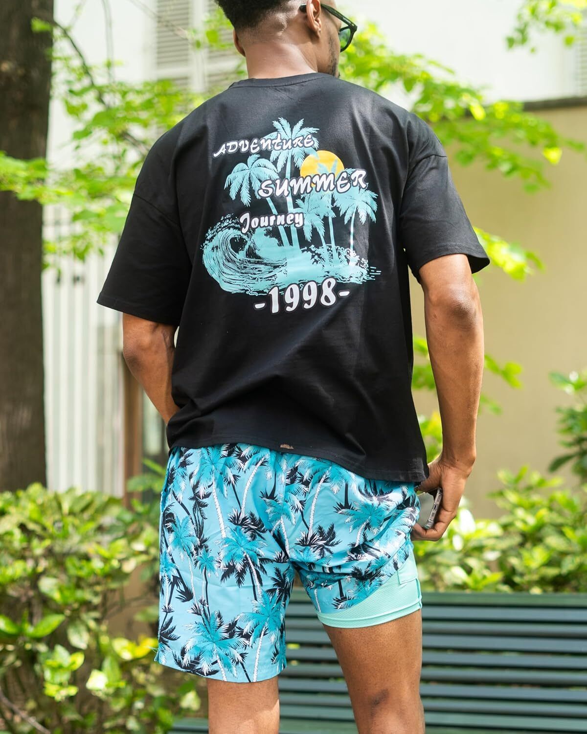 Mens Swim Trunks Compression Liner Quick Dry Swimsuit Swim Shorts Phone Pocket - Picture 130 of 147