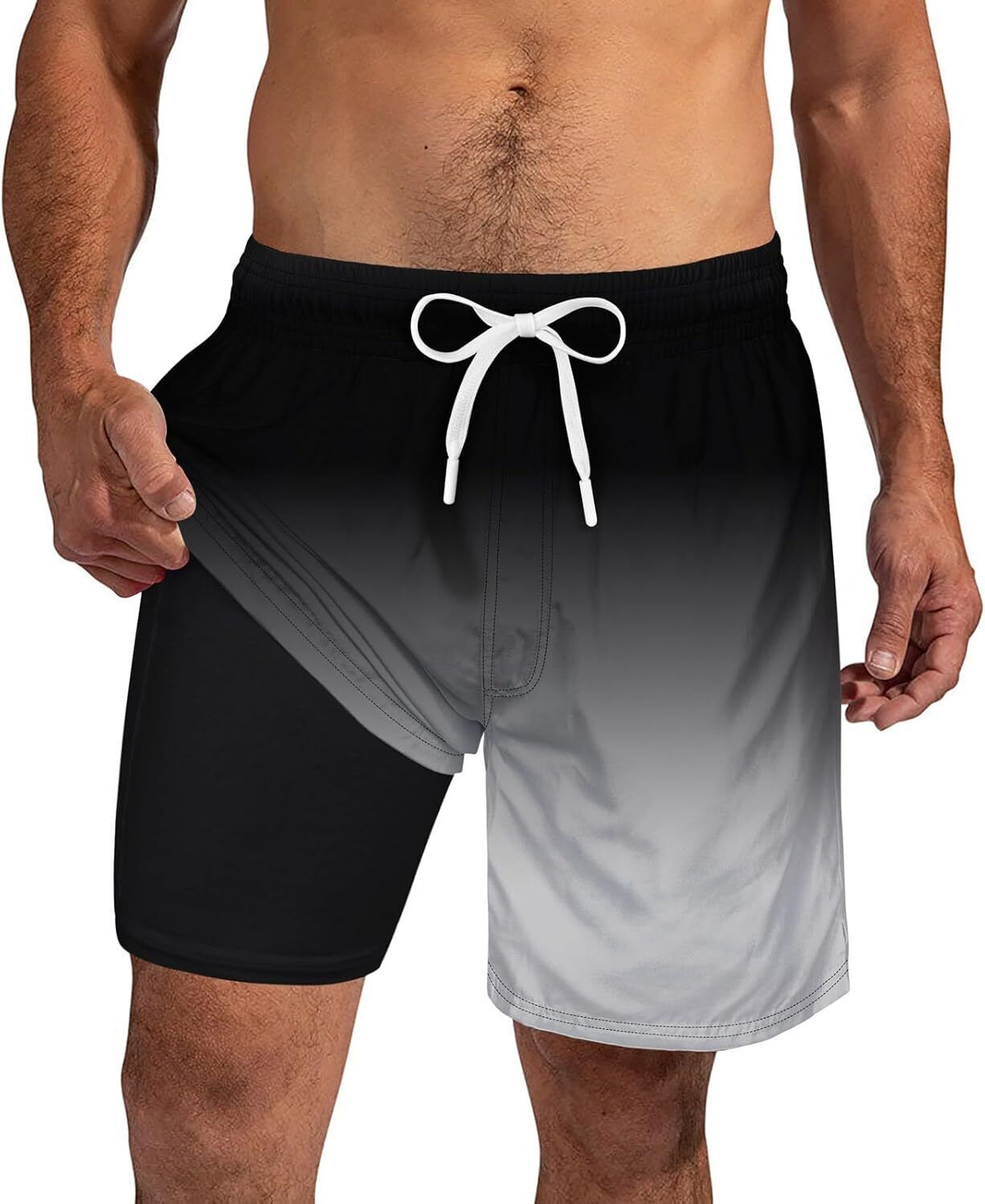 Mens Swim Trunks Compression Liner Quick Dry Swimsuit Swim Shorts Phone Pocket - Picture 143 of 147