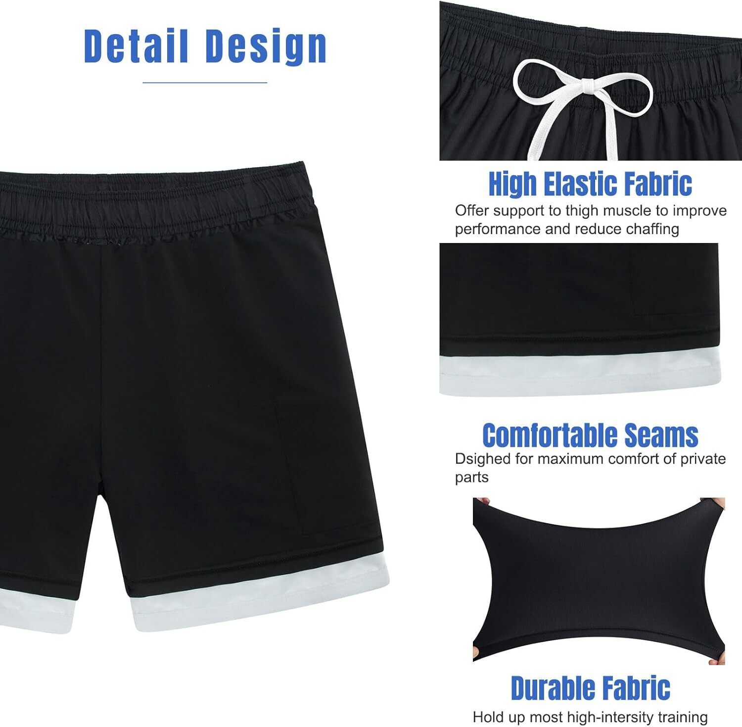Mens Swim Trunks Compression Liner Quick Dry Swimsuit Swim Shorts Phone Pocket - Picture 145 of 147