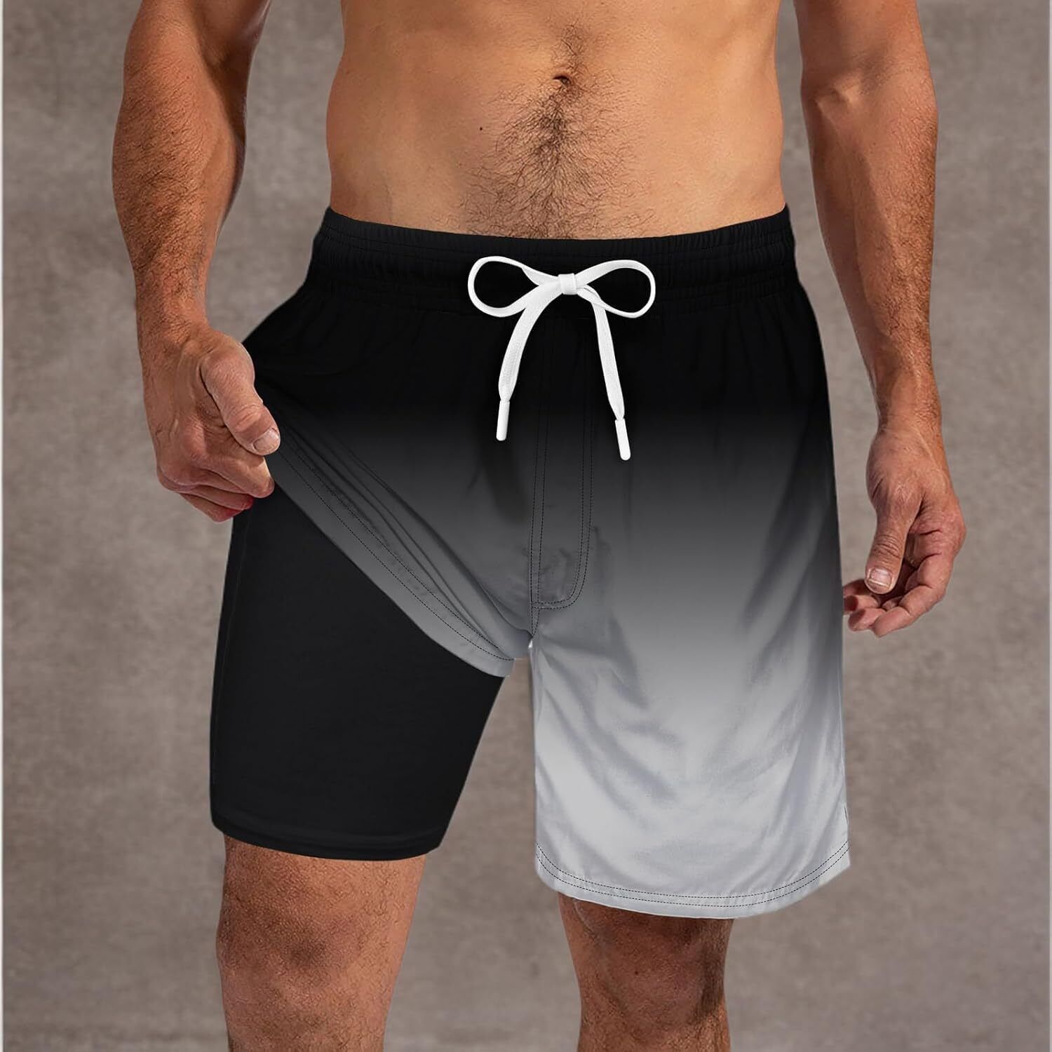 Mens Swim Trunks Compression Liner Quick Dry Swimsuit Swim Shorts Phone Pocket - Picture 147 of 147
