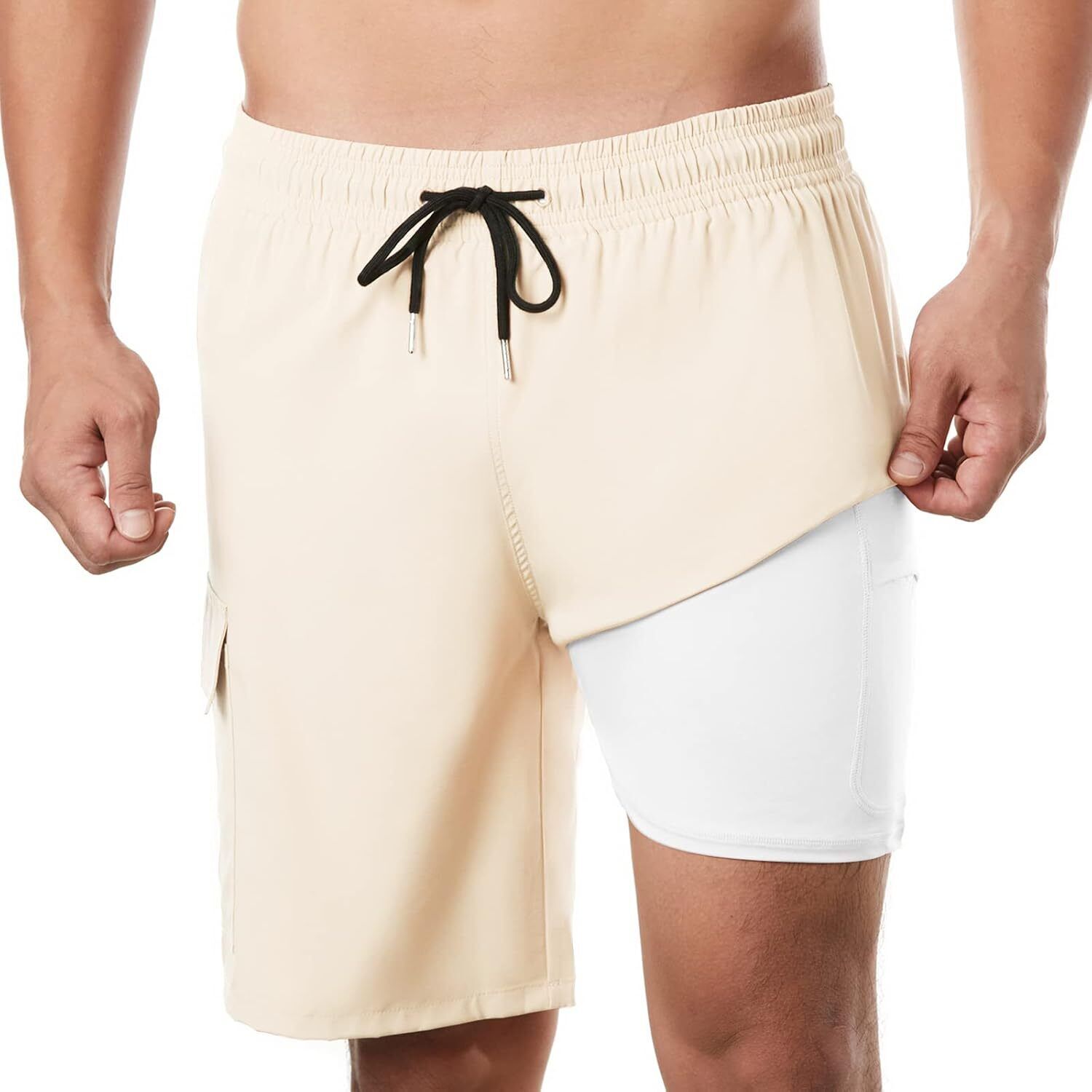 Men's 9" Quick Dry Board Shorts – Compression Liner Cargo Pocket Swim Trunks - Picture 115 of 201
