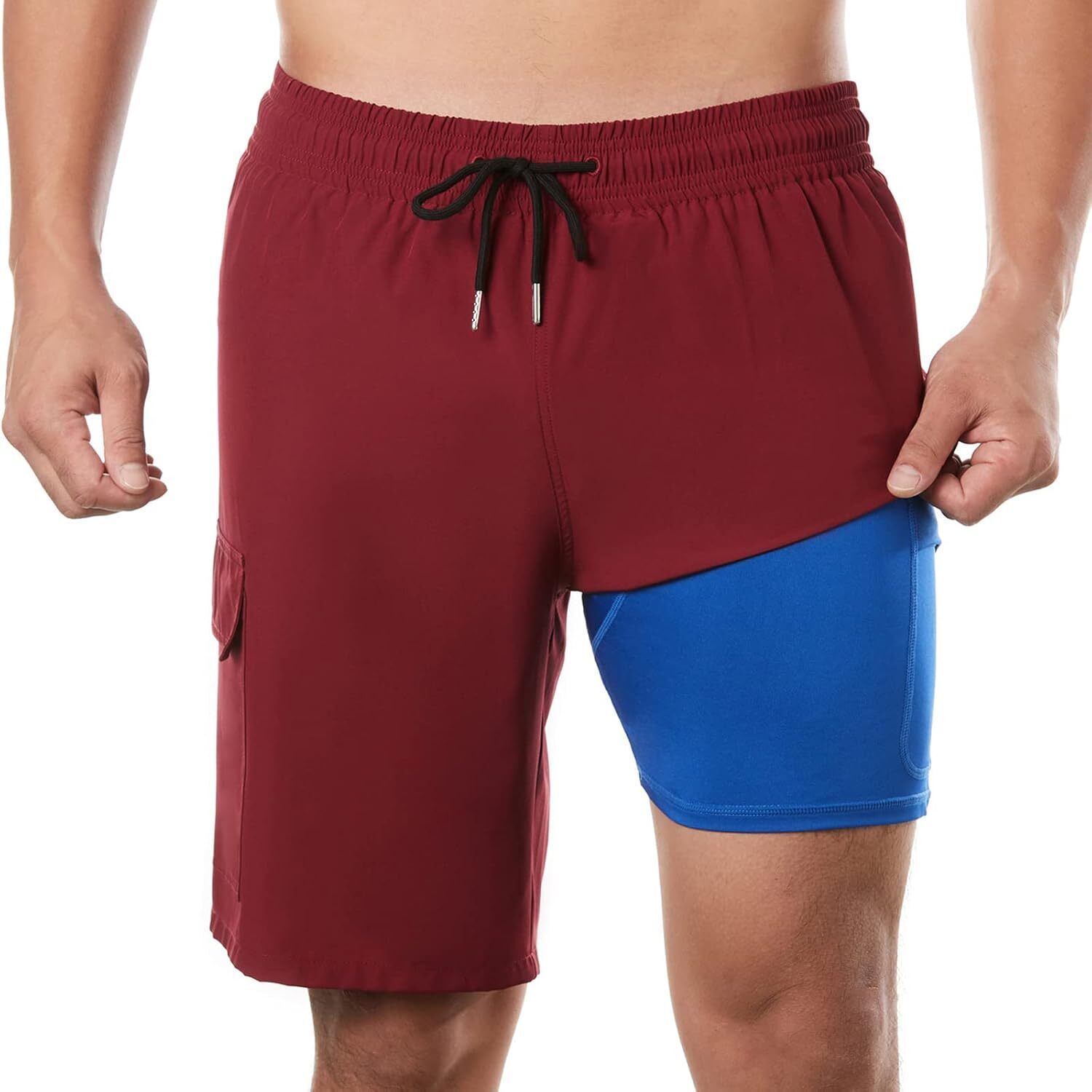 Men's 9" Quick Dry Board Shorts – Compression Liner Cargo Pocket Swim Trunks - Picture 132 of 201