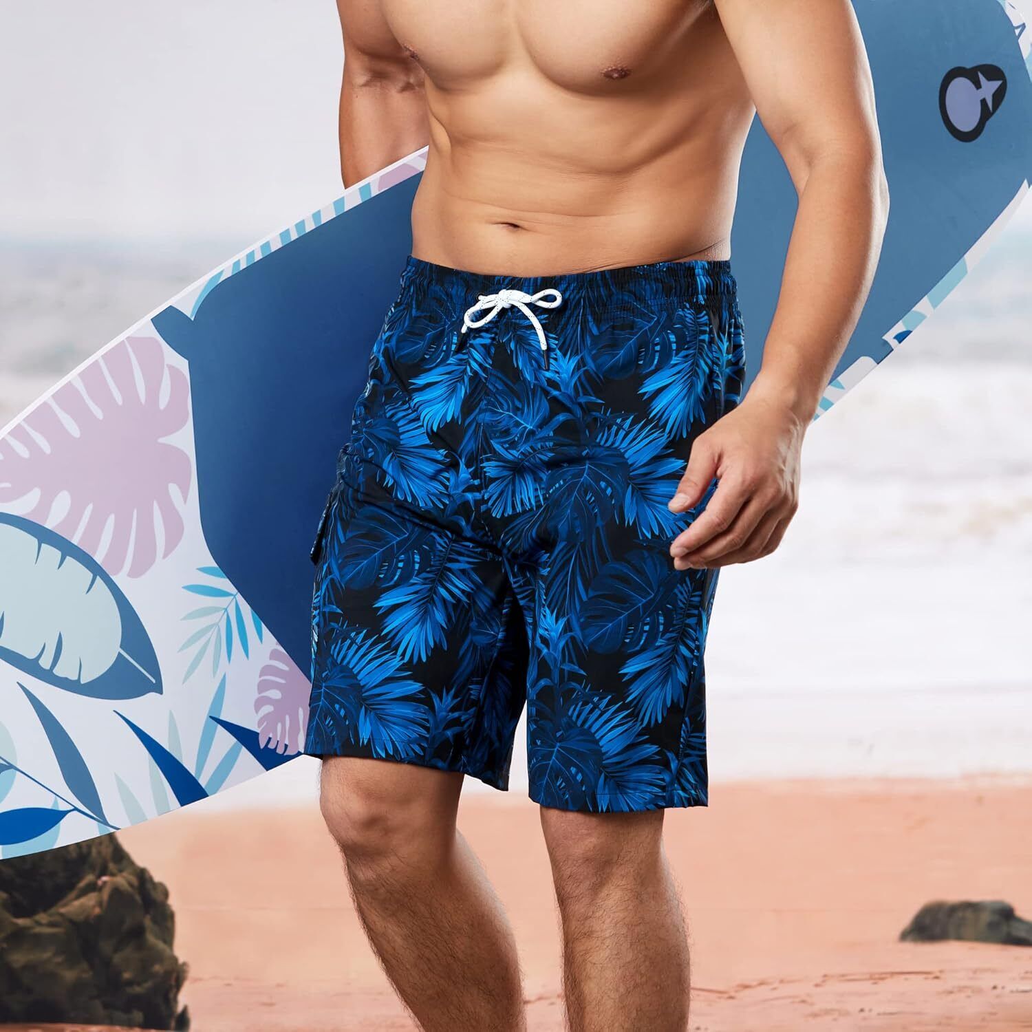 Men's 9" Quick Dry Board Shorts – Compression Liner Cargo Pocket Swim Trunks - Picture 182 of 201