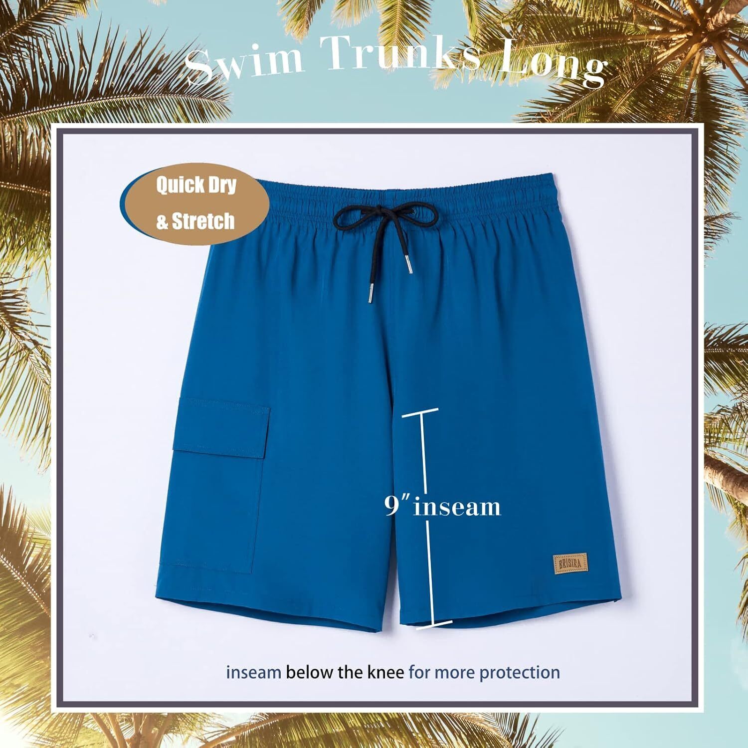Men's 9" Quick Dry Board Shorts – Compression Liner Cargo Pocket Swim Trunks - Picture 191 of 201