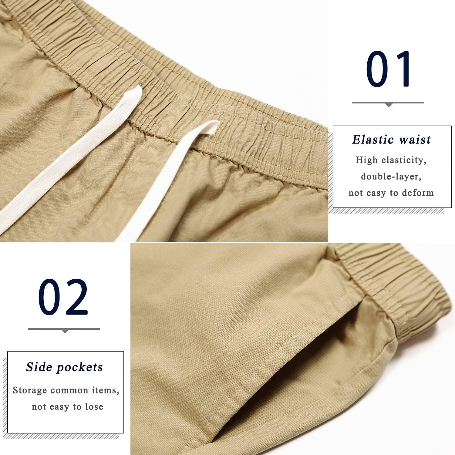 Herren Cargo Shorts Gummibund Kordelzug Sommer Freizeit Baumwolle Hose - Bild 28 von 90