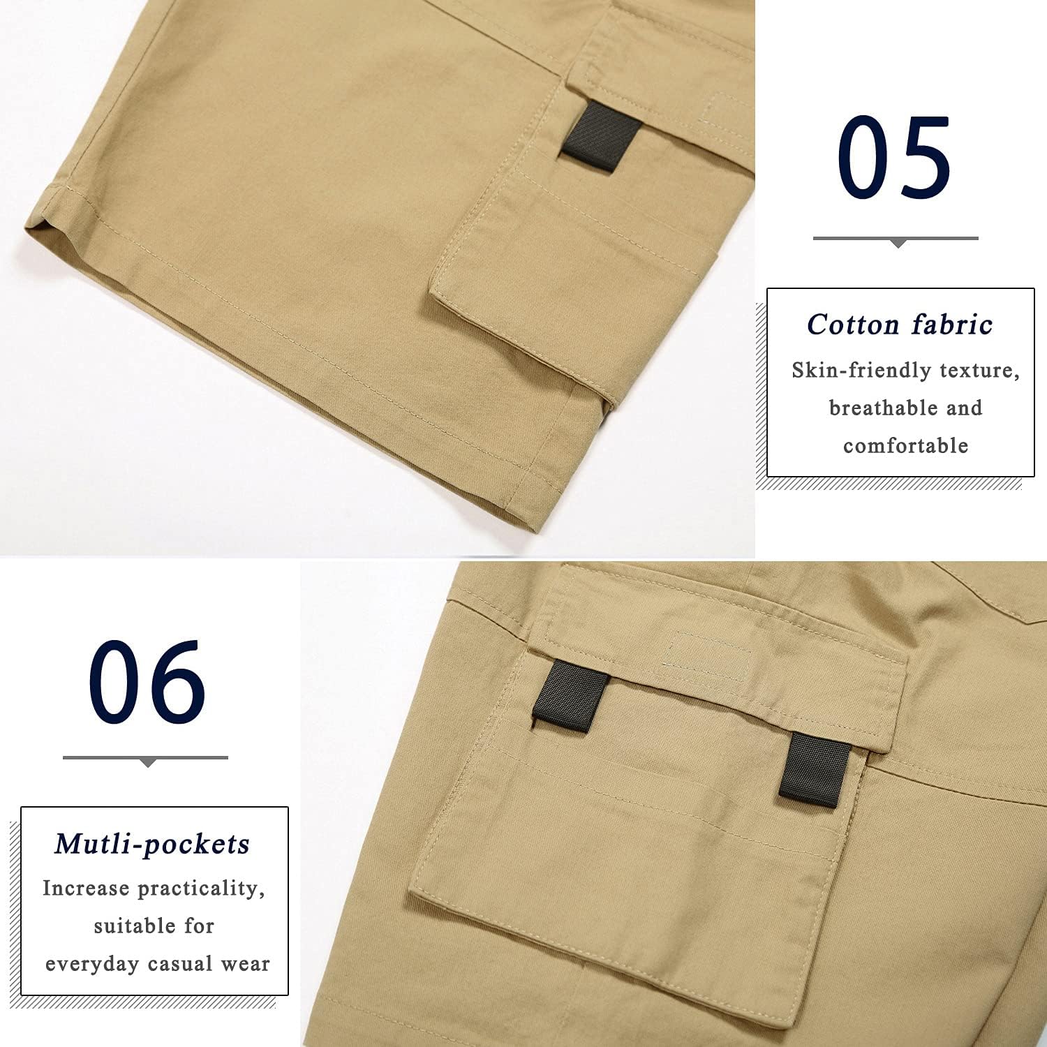 Herren Cargo Shorts Gummibund Kordelzug Sommer Freizeit Baumwolle Hose - Bild 30 von 90