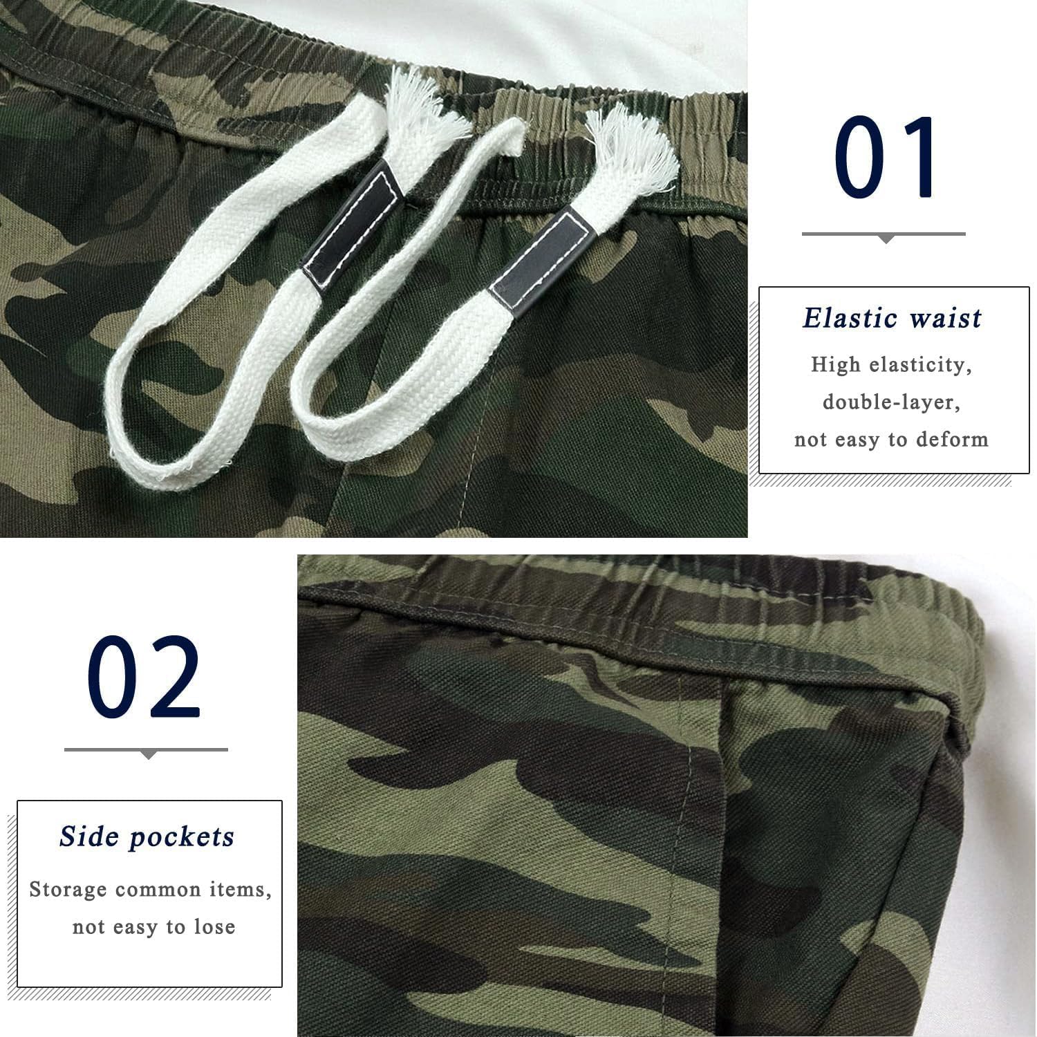 Herren Cargo Shorts Gummibund Kordelzug Sommer Freizeit Baumwolle Hose - Bild 58 von 90