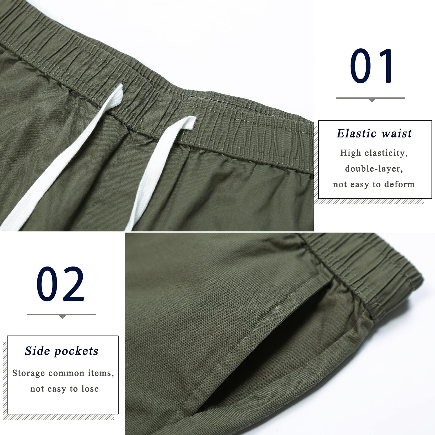 Herren Cargo Shorts Gummibund Kordelzug Sommer Freizeit Baumwolle Hose - Bild 64 von 90